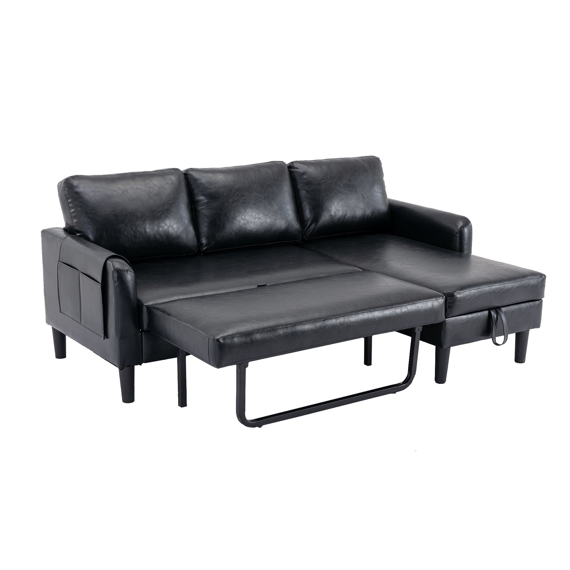 Celya Schwarz Ecksofa mit Sektionssofa Sektionssofa Chaise Schlafsofa, Stauraum