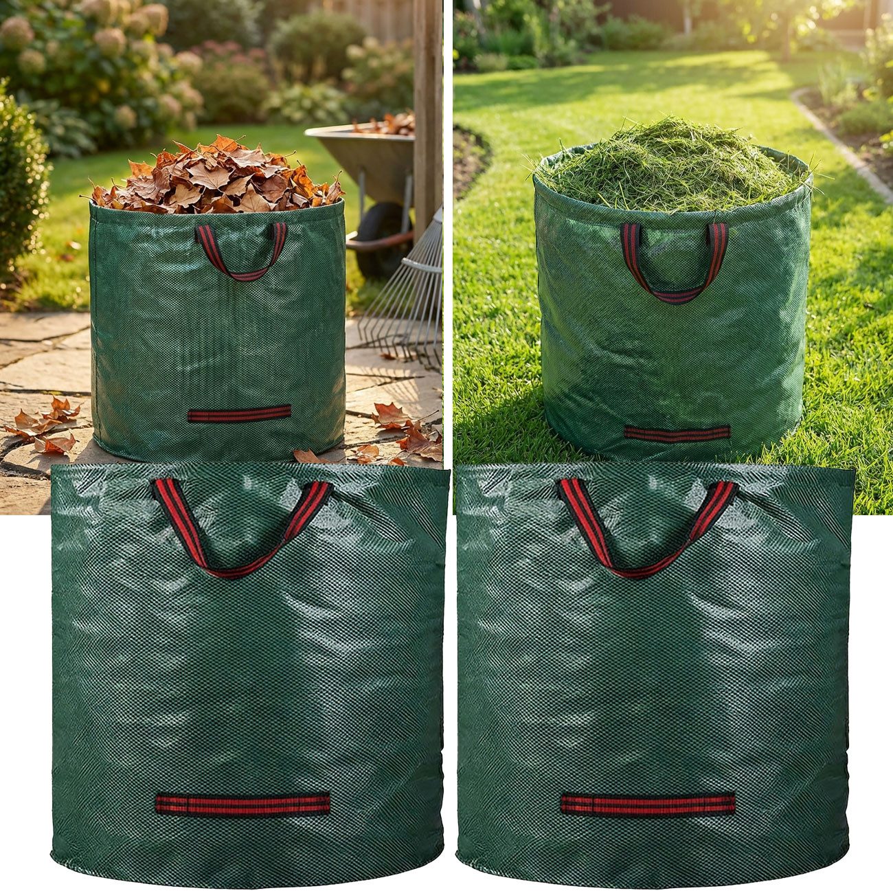 shop'n smile ideoon Gartensack XL Gartenabfallsack 272L: Faltbarer, stabiler Grünsack mit Doppelboden, (2-tlg), Ideal für die Sammlung von Laub und Rasenschnitt