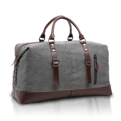 TAN.TOMI Reisetasche »Oversized Travel Bag, Weekend Bag, Duffel Bag, Vintage Handbag«, Canvas, Leather Trim, Unisex Shoulder Bag