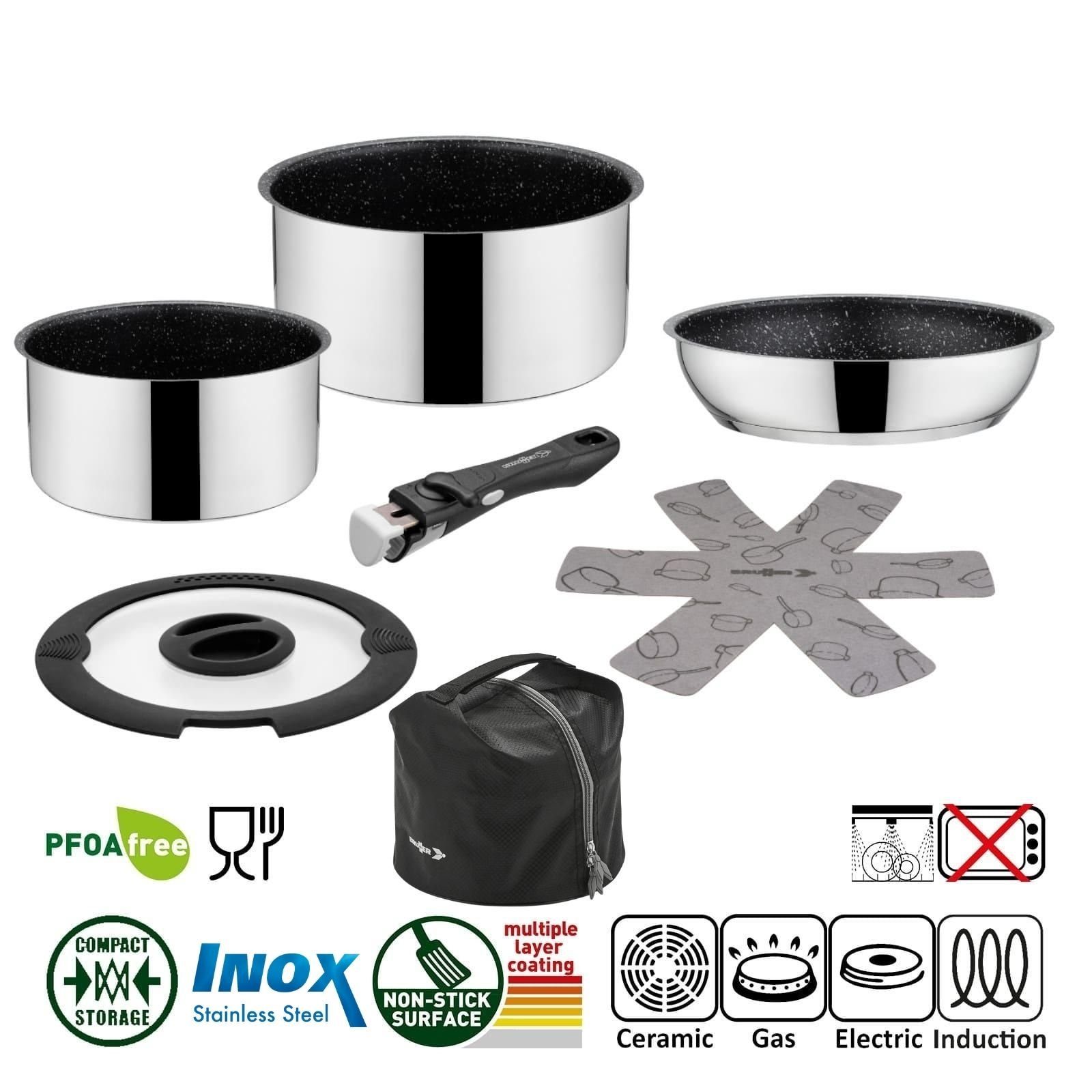 BRUNNER Topf-Set BRUNNER Camping Kochgeschirr Edelstahl ACADEMY NG Stapelbar, Leicht, (6-tlg)