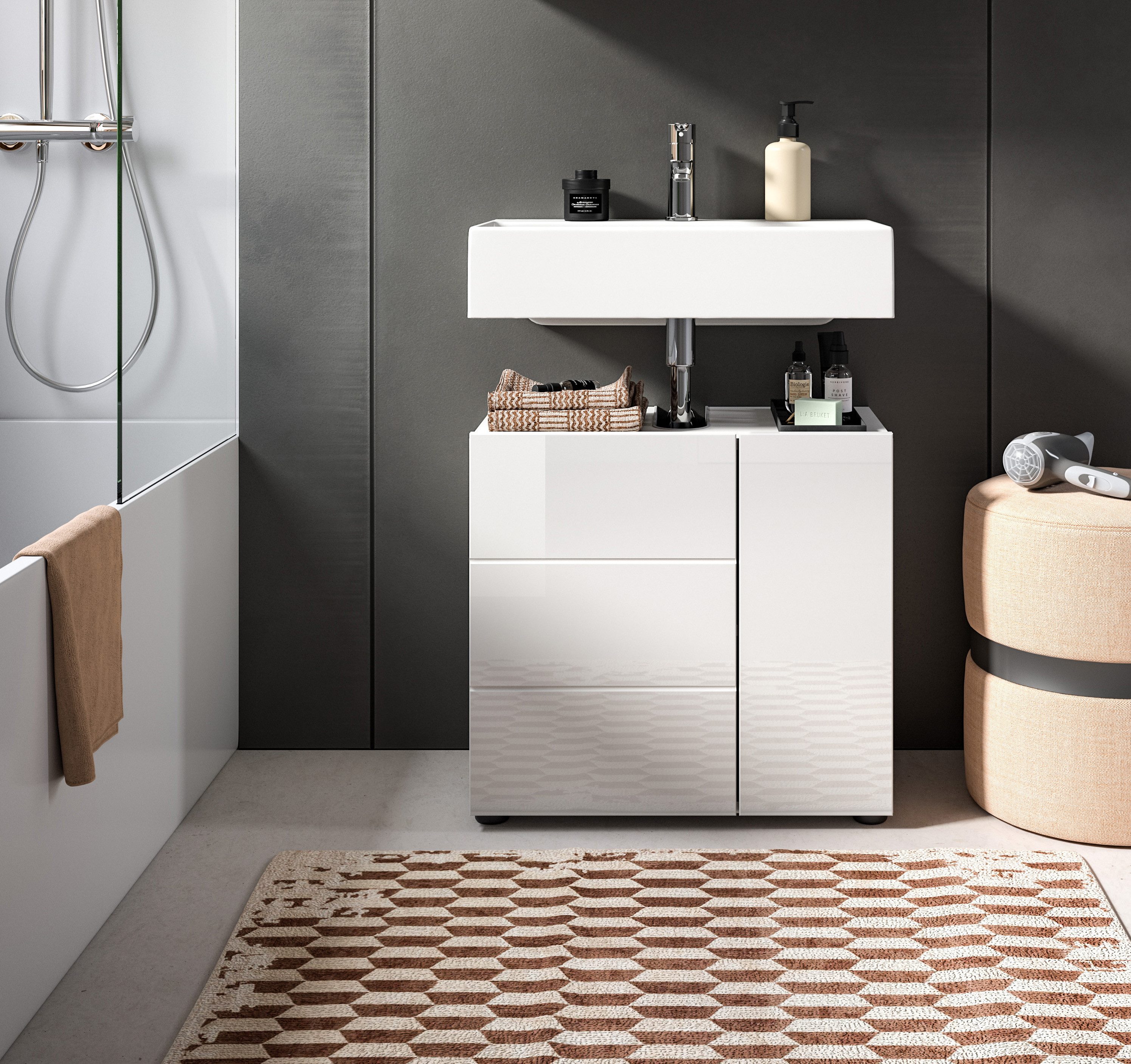 welltime Waschbeckenunterschrank BIEL, TOPSELLER!, Breite 60 cm, 1 Tür, 2 F günstig online kaufen