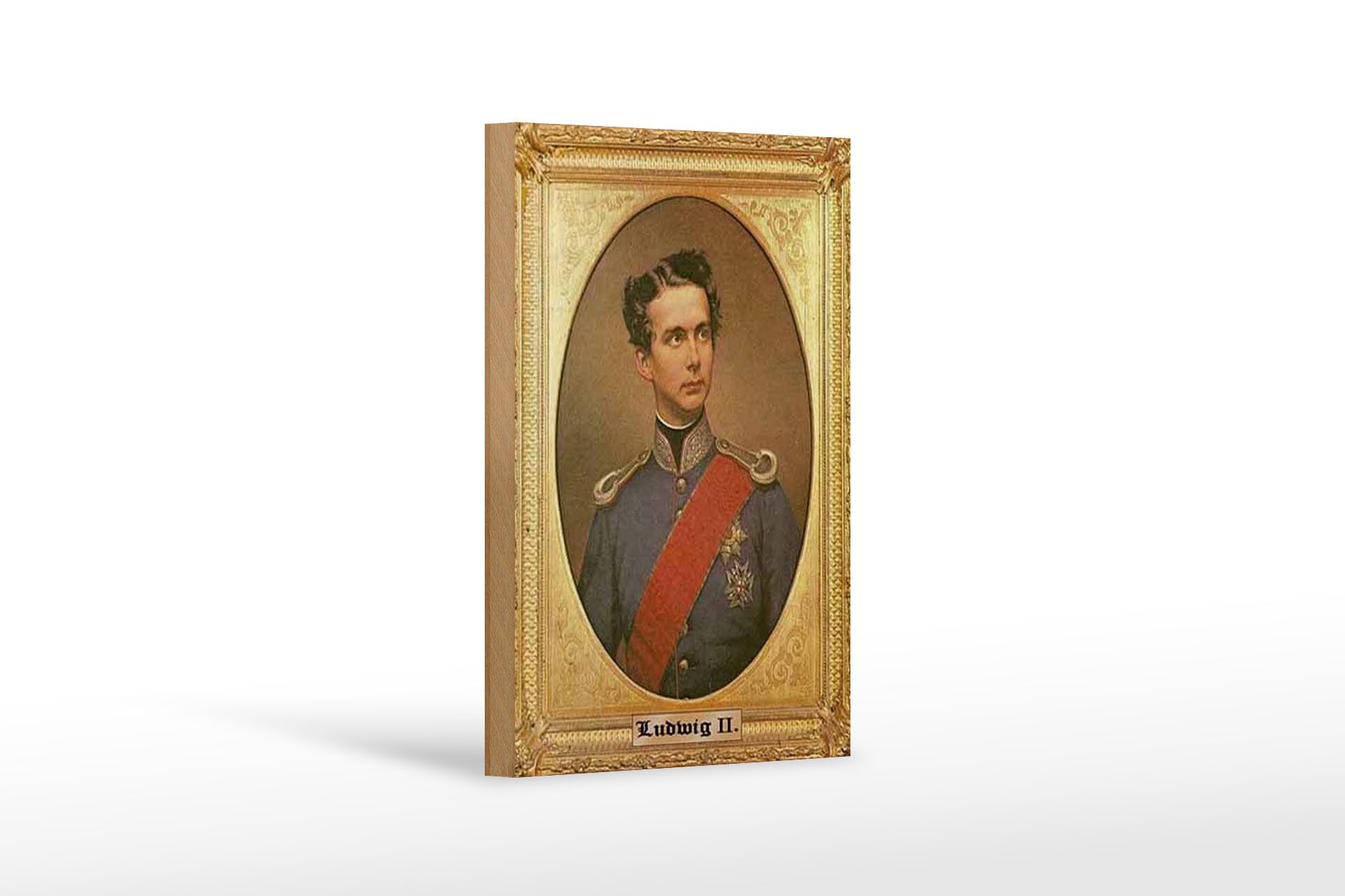 Holzbild Portrait 12x18 cm Ludwig II König von Bayern
