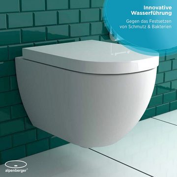Alpenberger Tiefspül-WC »WC-Sitz Soft-Close«, Wandmontage, Abgang Waagerecht, Komplett-Set, Nanobeschichtung