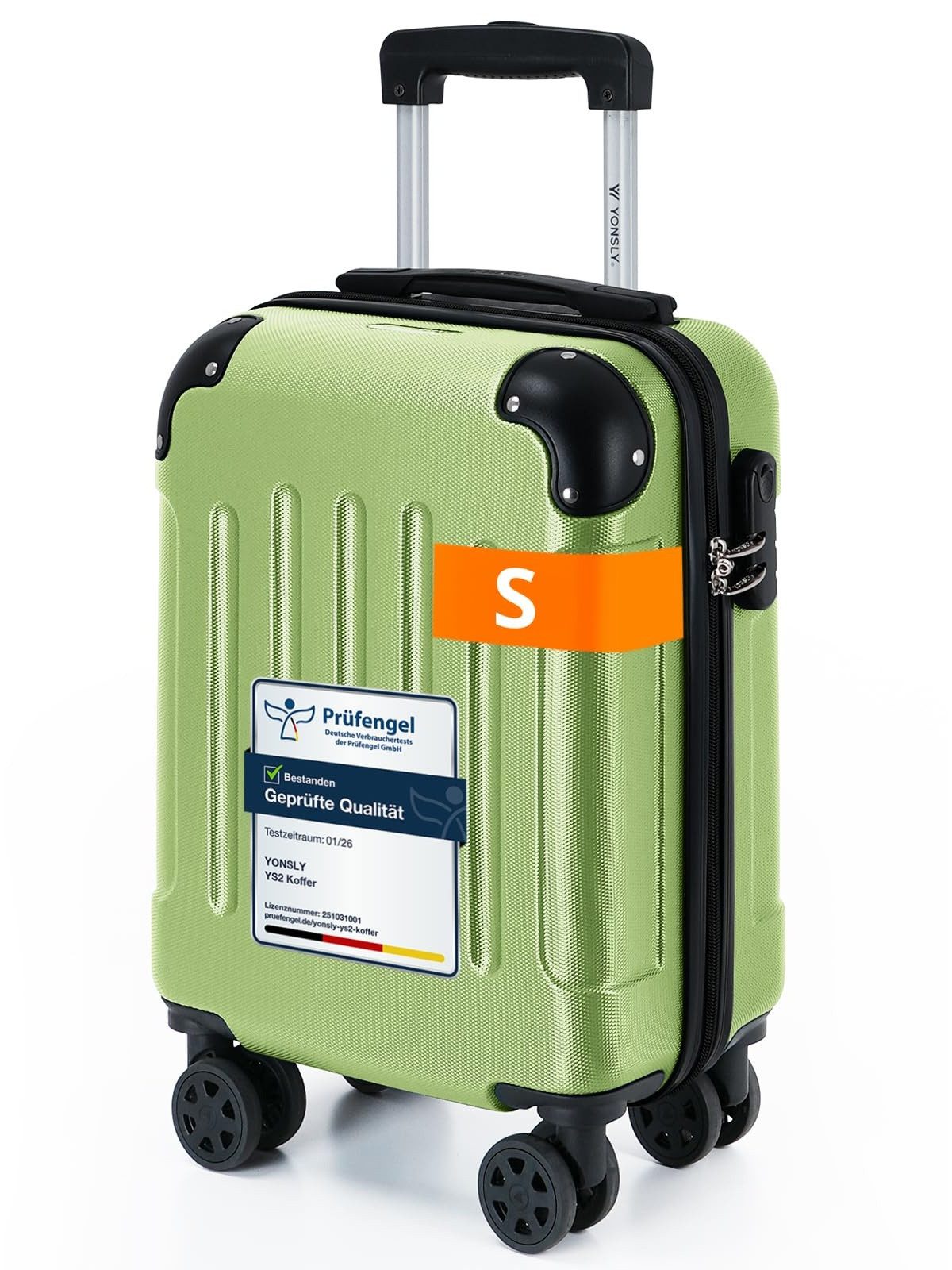 YONSLY Hartschalen-Trolley Hartschalen-Reisekoffer Trolley Rollkoffer in S/M/L/XL Größen, 4 Rollen, mit 360°-Lenkrollen, Zahlenschloss und mehrstufigem Teleskopgriff