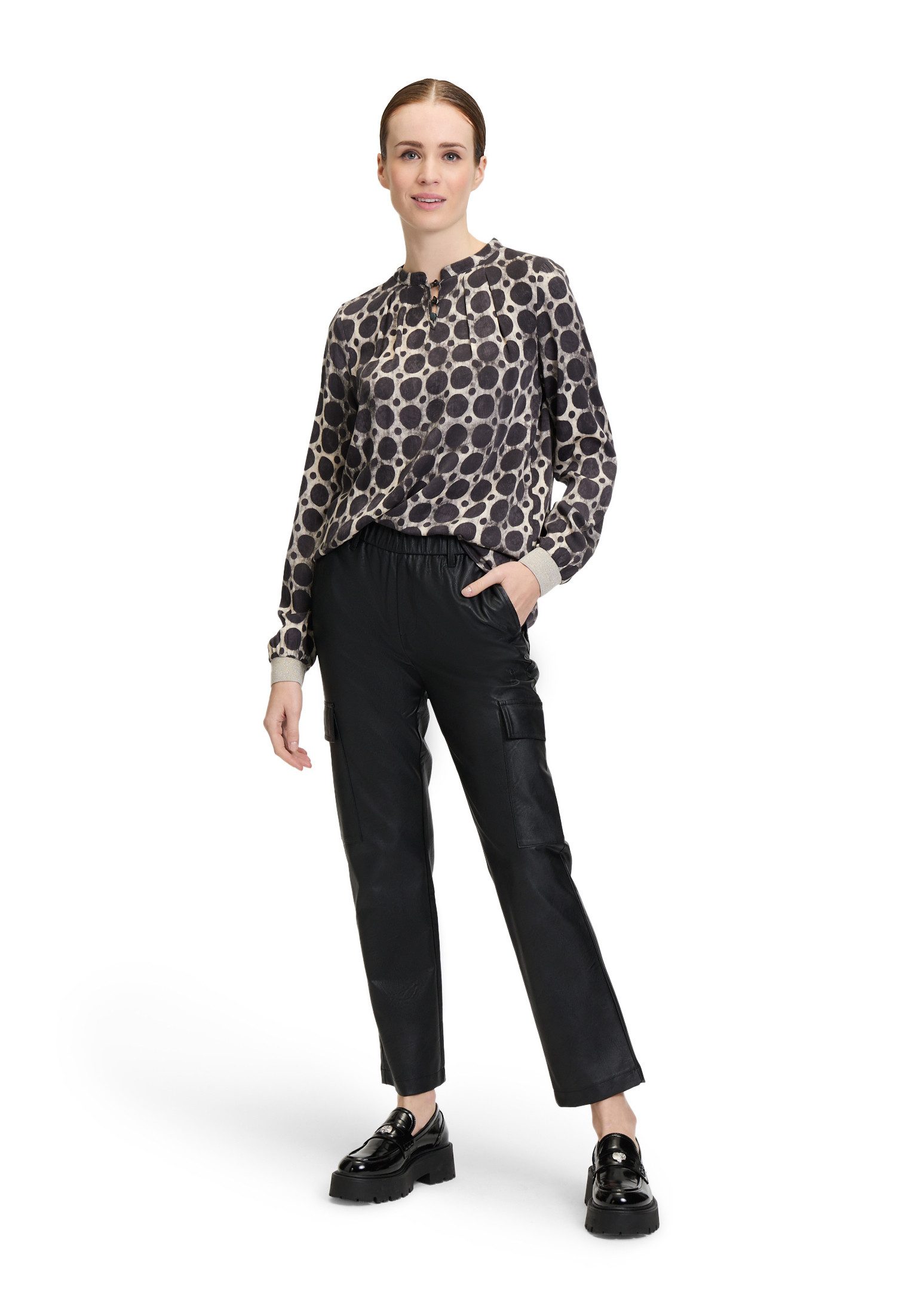 Cartoon Schlupfbluse Damen mit Rippbündchen