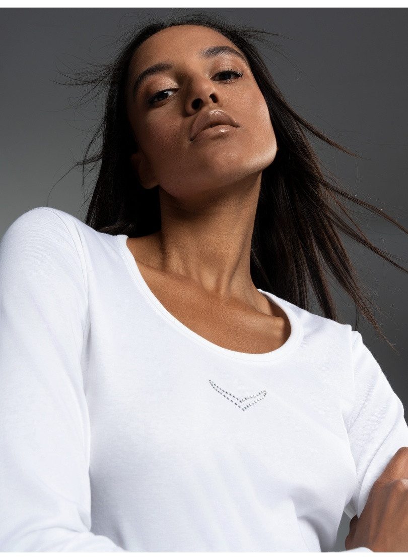 Trigema Longsleeve TRIGEMA Langarmshirt mit Kristallsteinen (1-tlg)