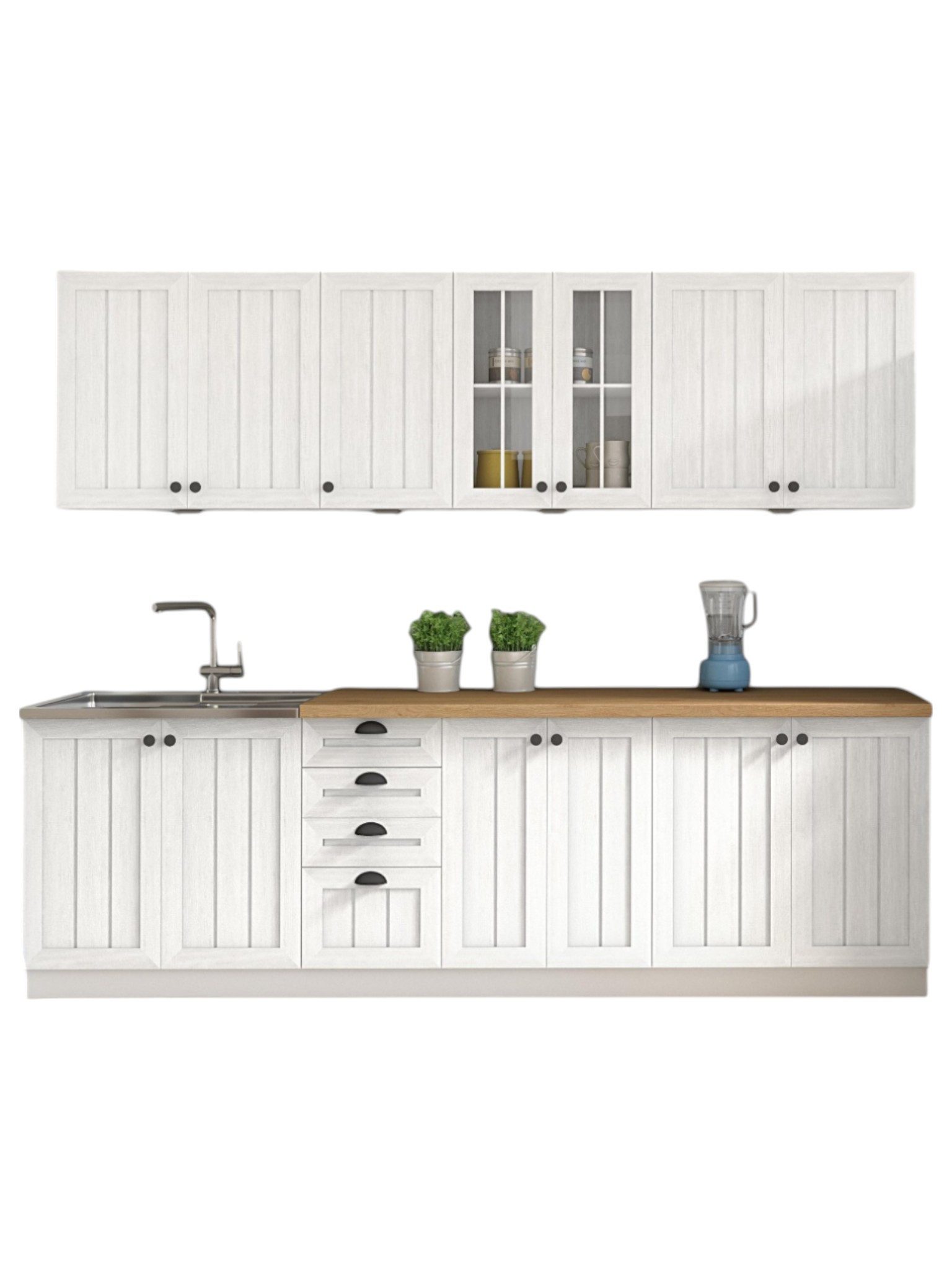ROYAL24_MARKT Küche K4-G260 - Provence - Haltbarkeit und Schönheit, die anhält, (Komplett Set), Premium – Elegant – Präzise.