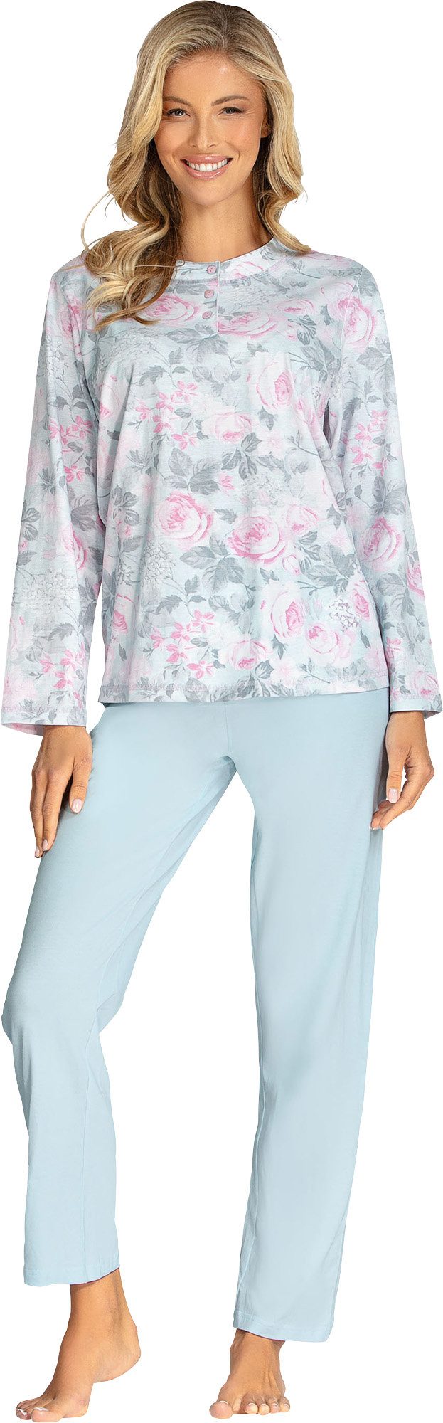 comtessa Schlafanzug Damen-Schlafanzug Single-Jersey Blumen