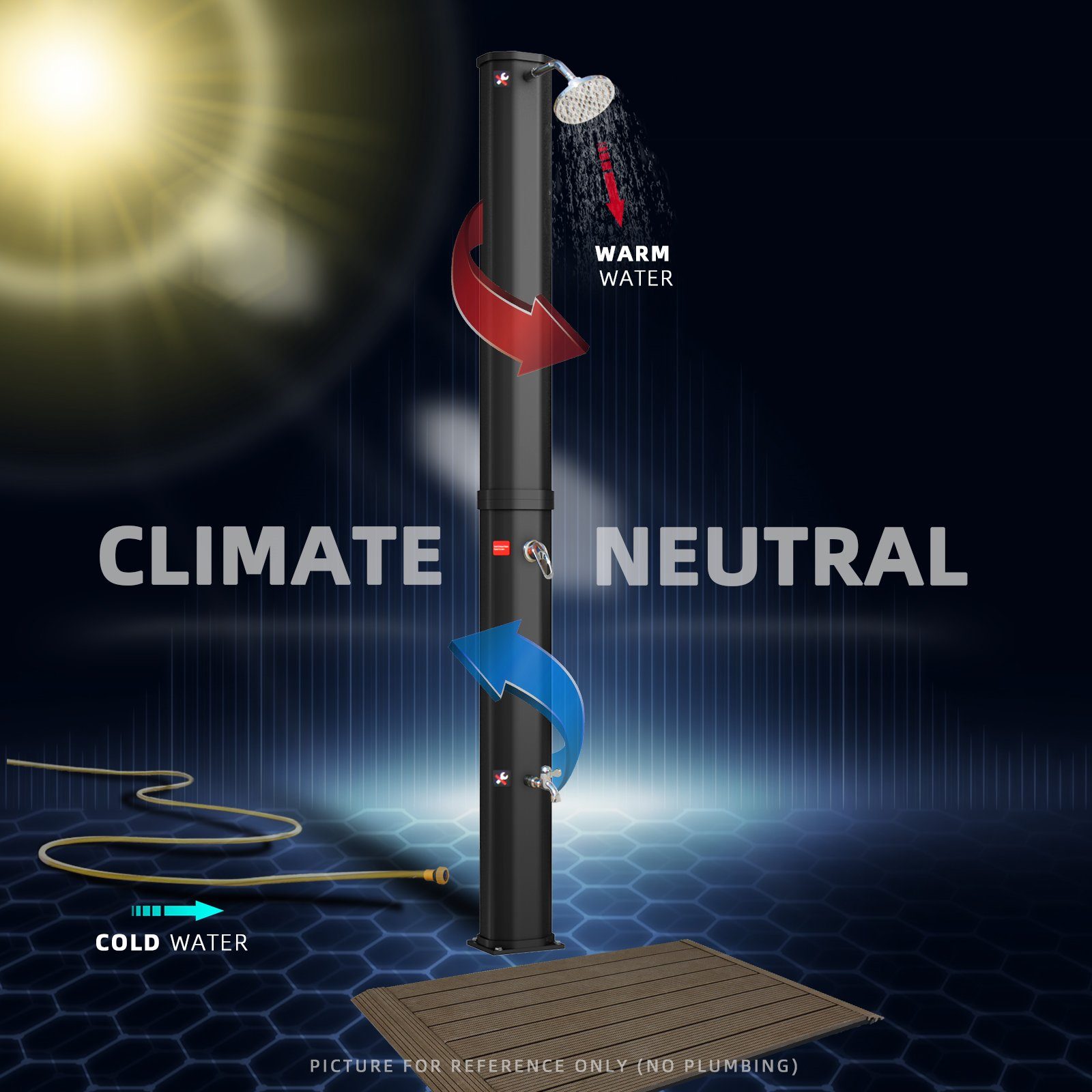 CCLIFE Gartendusche Solardusche 35L 40L 60L mit WPC-Bodenplatte und Handbrause