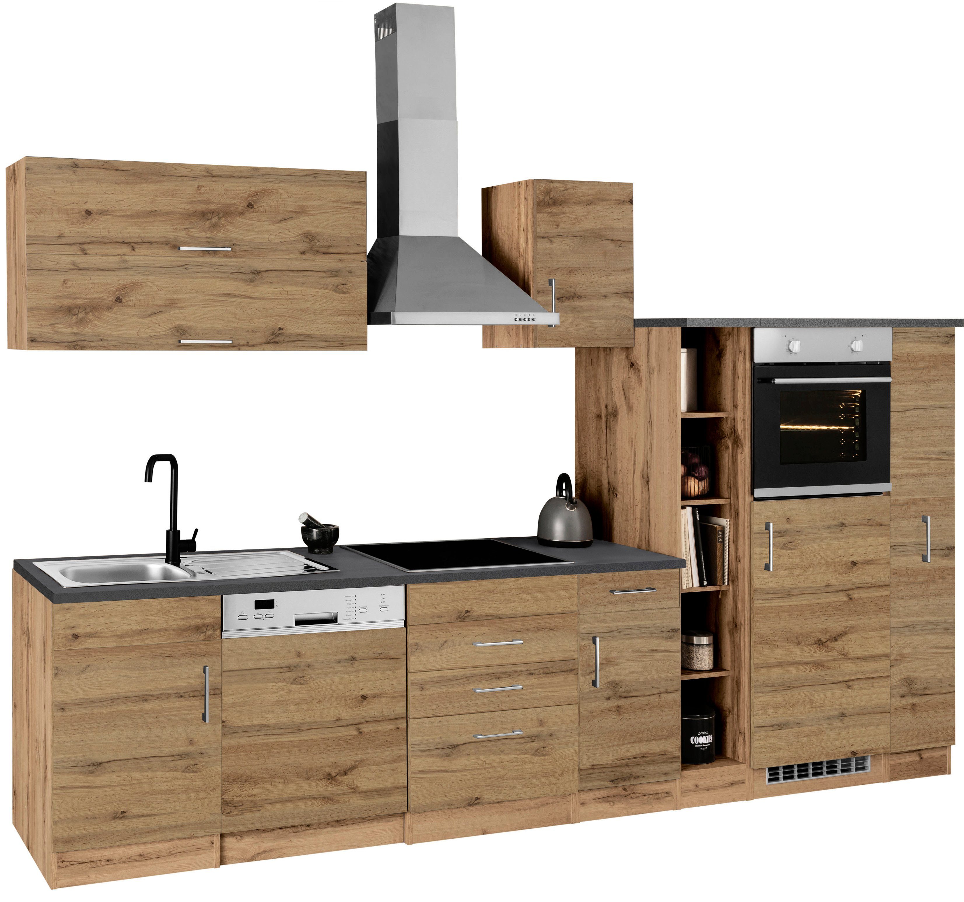 KOCHSTATION Küchenzeile KS-Colmar, mit E-Geräten, Breite 330 cm
