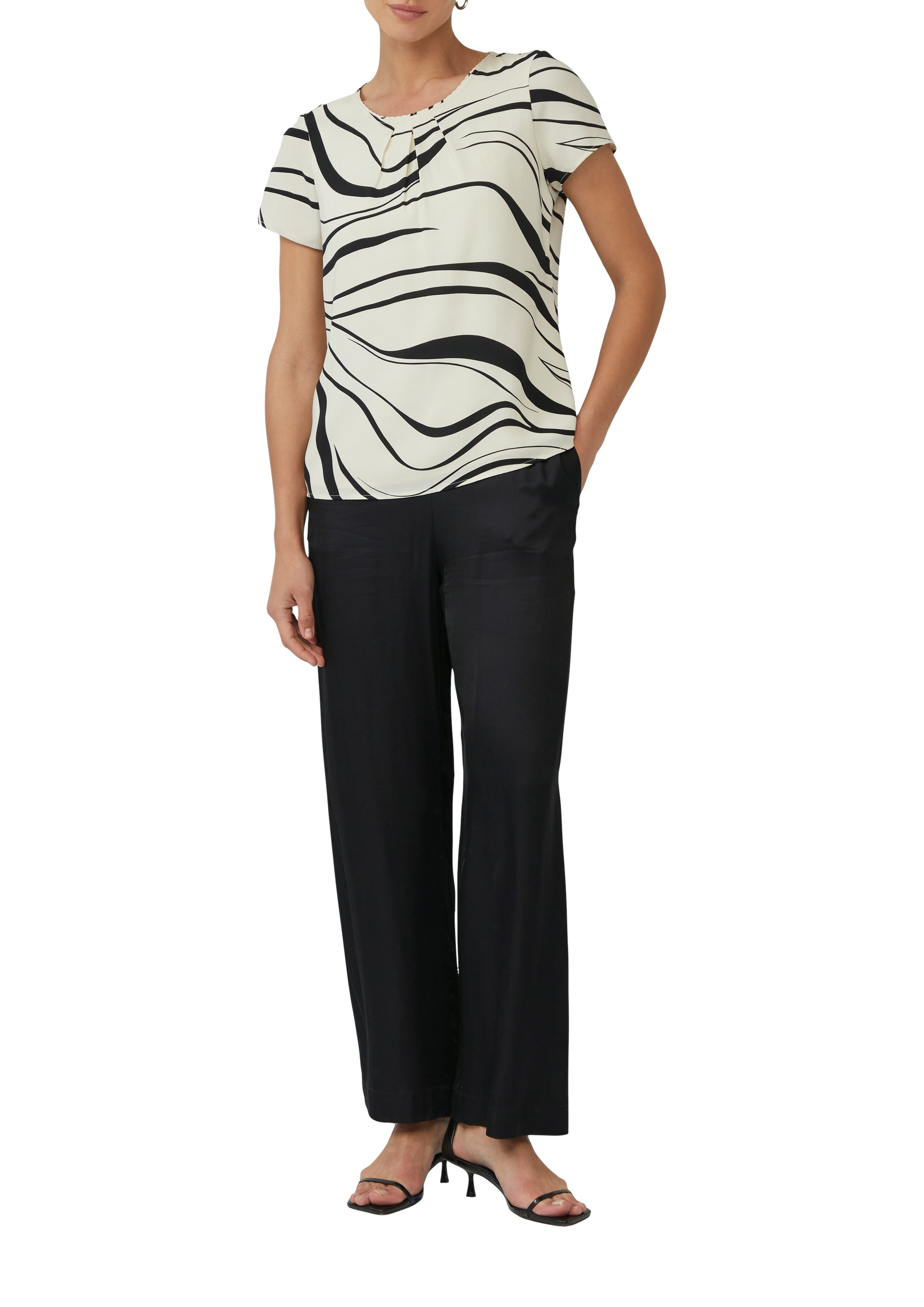 s.Oliver BLACK LABEL Kurzarmbluse mit All-Over Print günstig online kaufen