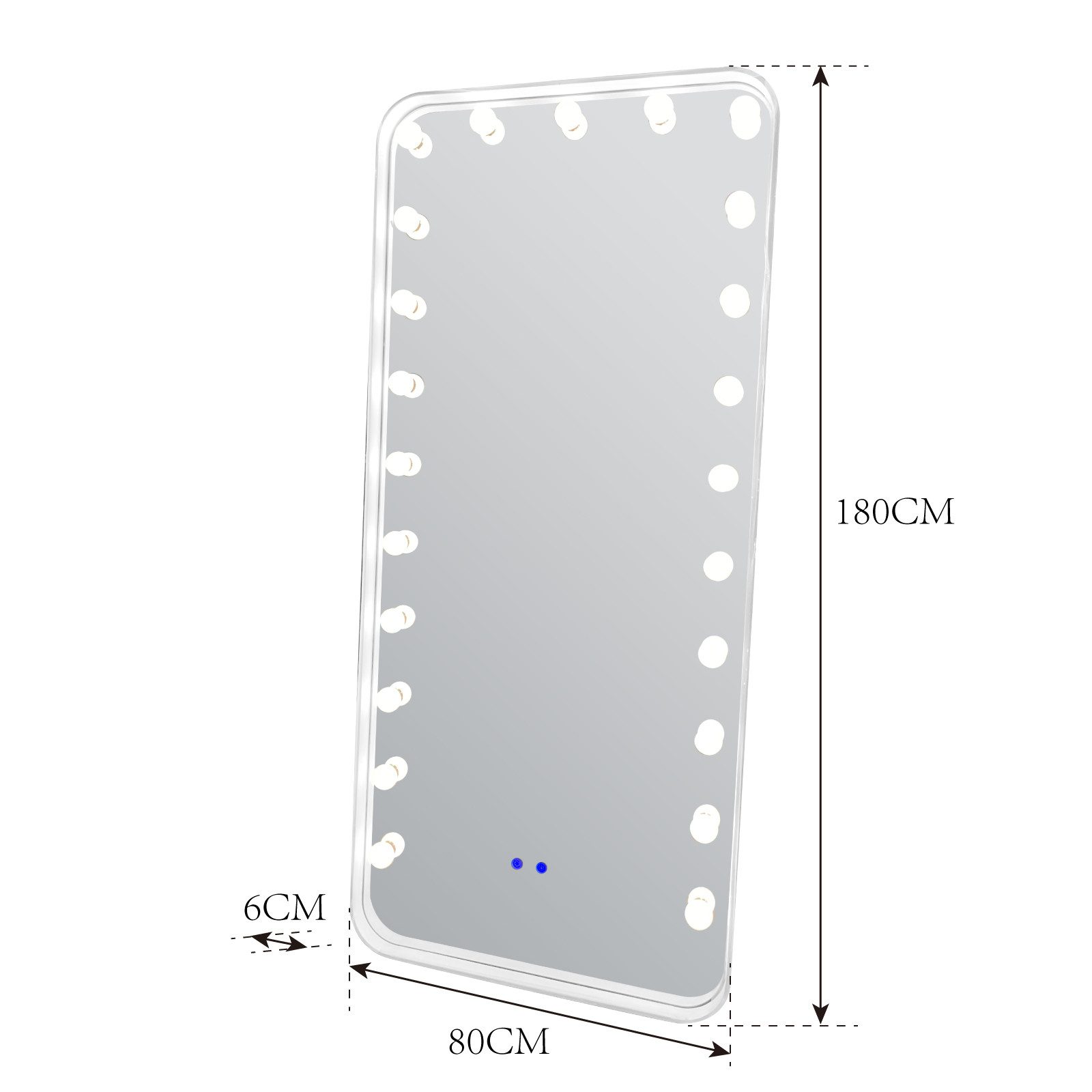 alesvelt Ganzkörperspiegel / Standspiegel 180x80cm mit LED-Beleuchtung und Bluetooth (1-Stück), 180x80cm, LED-Beleuchtung, Bluetooth