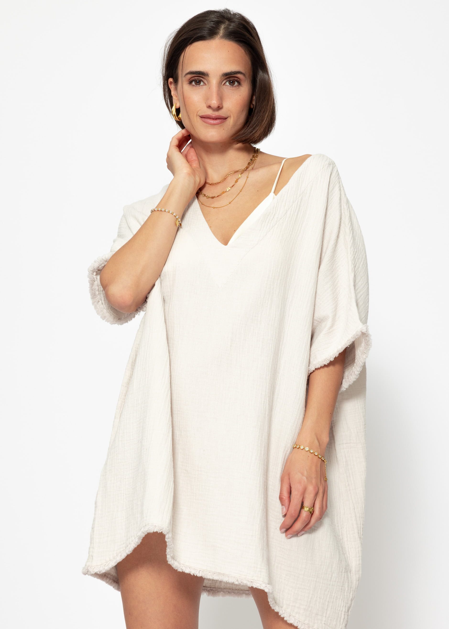 SASSYCLASSY Tunika Oversize Musselin Tunika Damen günstig online kaufen