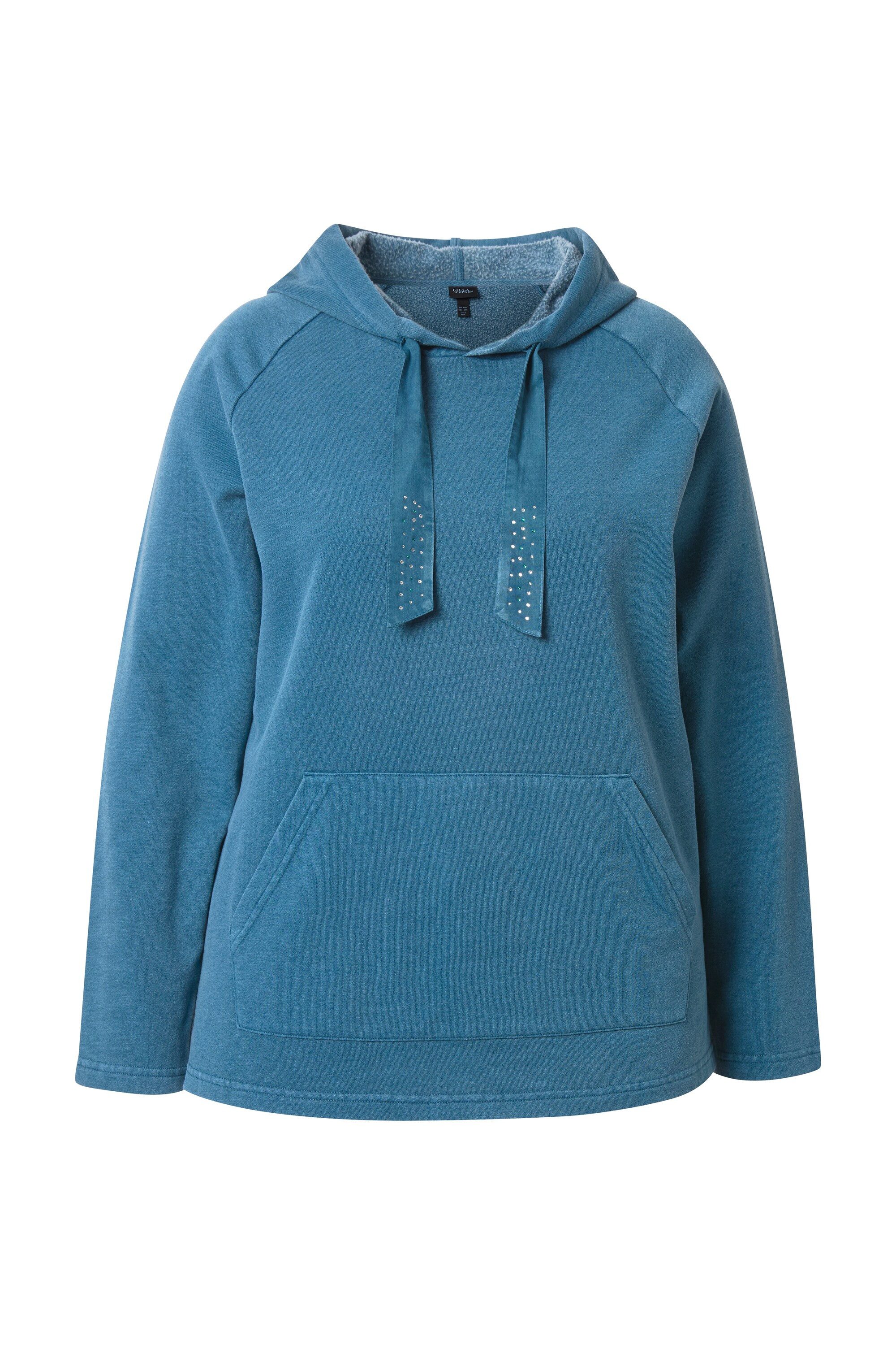 Ulla Popken Sweatshirt Hoodie Vintage-Look verzierte Kordel Langarm günstig online kaufen
