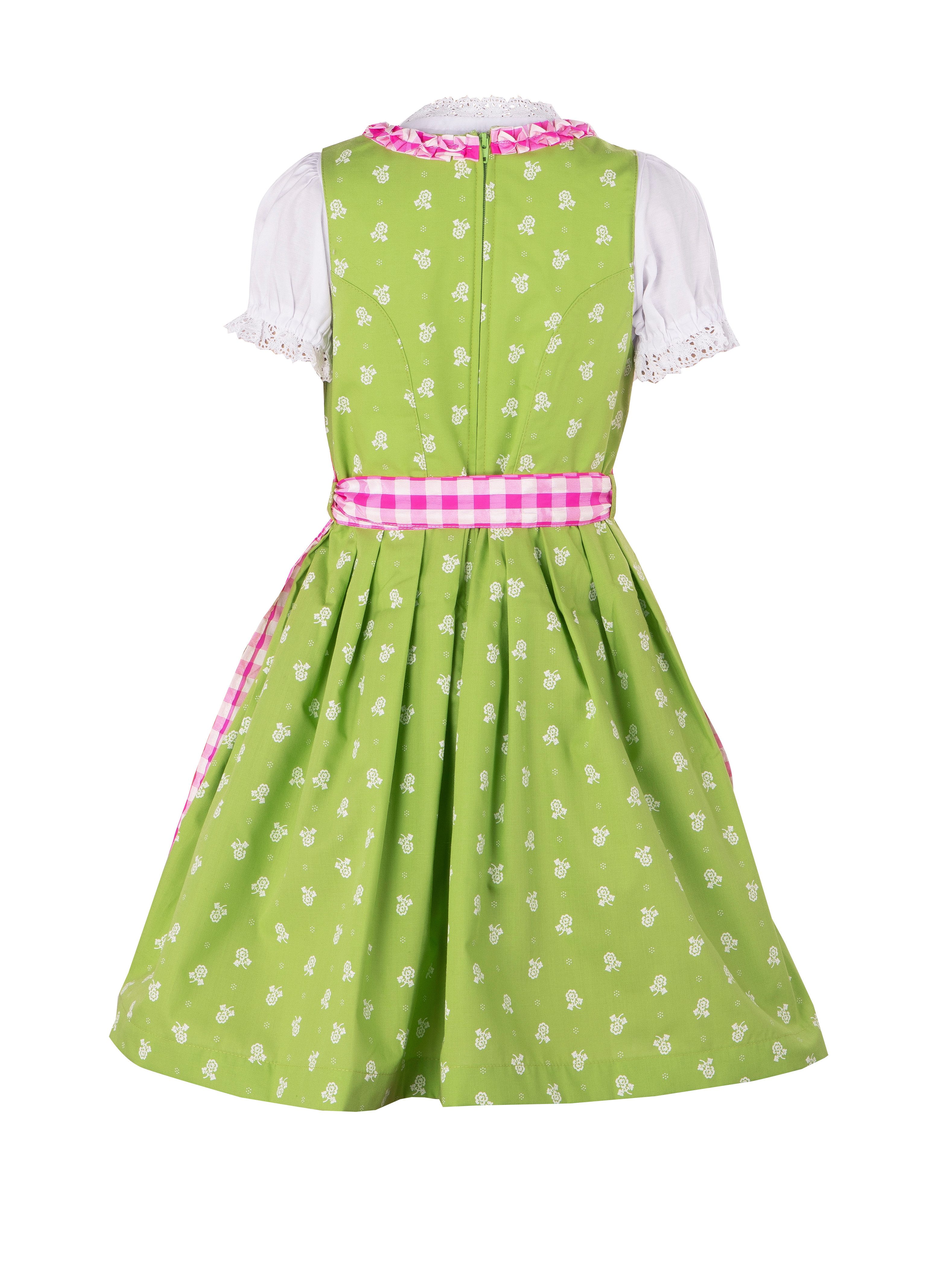 Ramona Lippert Dirndl Kinderdirndl Chrissi grün pink Dirndl mit Bluse Mädchen