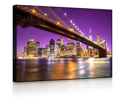 lightbox-multicolor LED-Bild Skyline von Manhattan mit Brooklyn Bridge front lighted / 60x40cm, Leuchtbild mit Fernbedienung