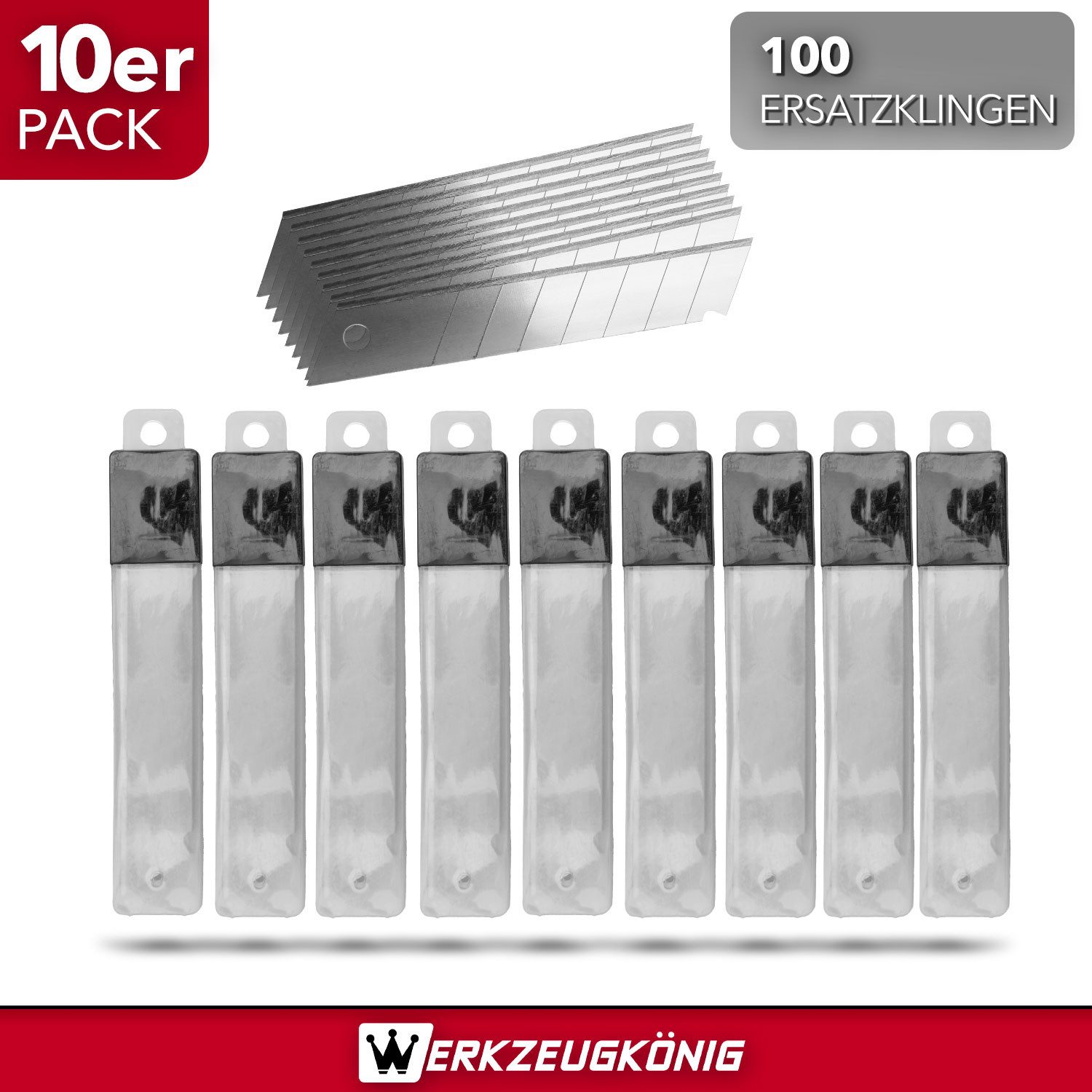 Werkzeugkönig Cuttermesser 5 Stck. 18 mm Aluminium + 50 Ersatzklingen, Klinge: 1,80 cm, (10-tlg), Segmentklingen – Bild 3 von 5
