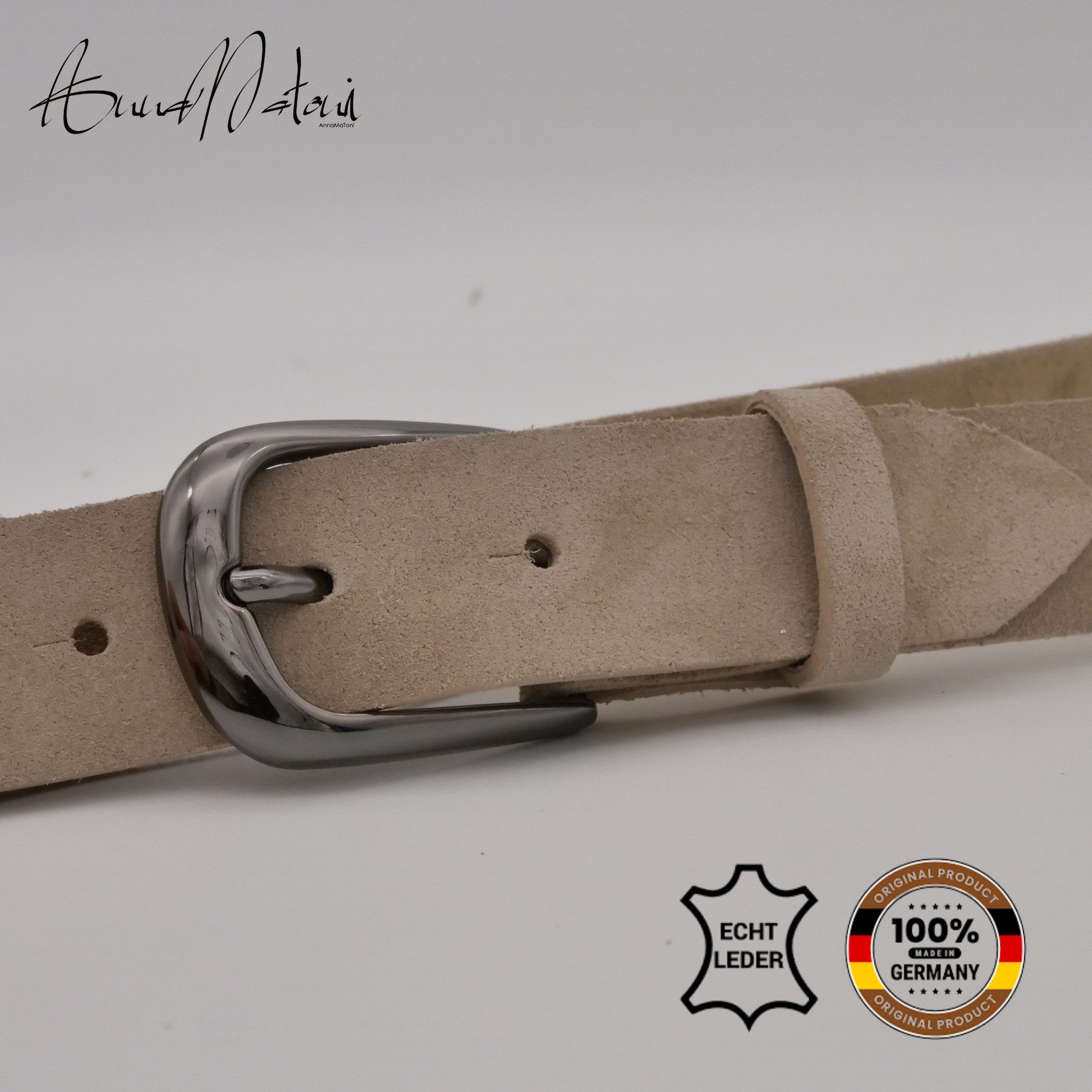 AnnaMatoni Ledergürtel AnnaMatoni Damen Ledergürtel in hochwertigem Velour Leder 3cm