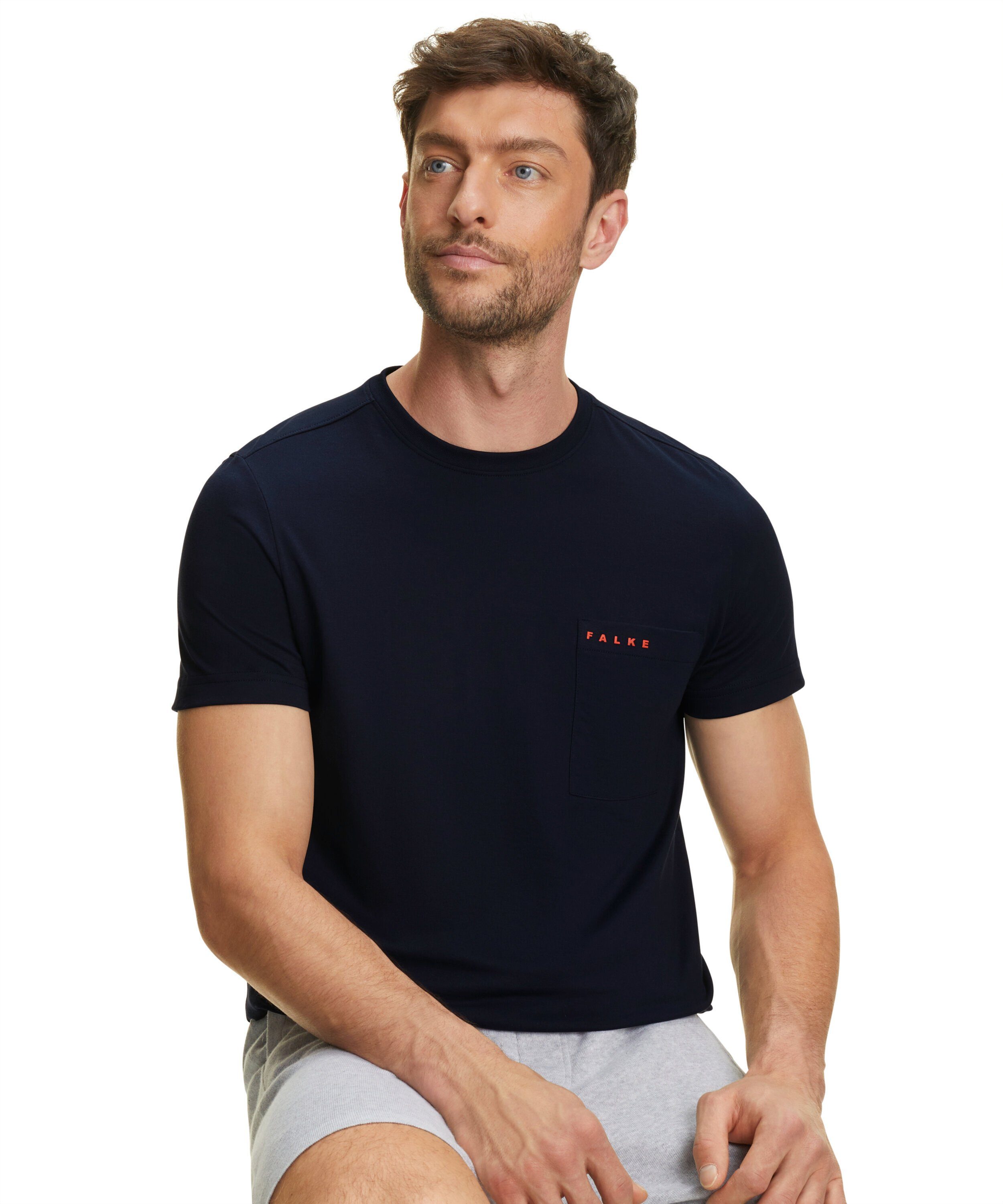 FALKE T-Shirt (1-tlg) aus hochwertiger blue (6116) Pima-Baumwolle space