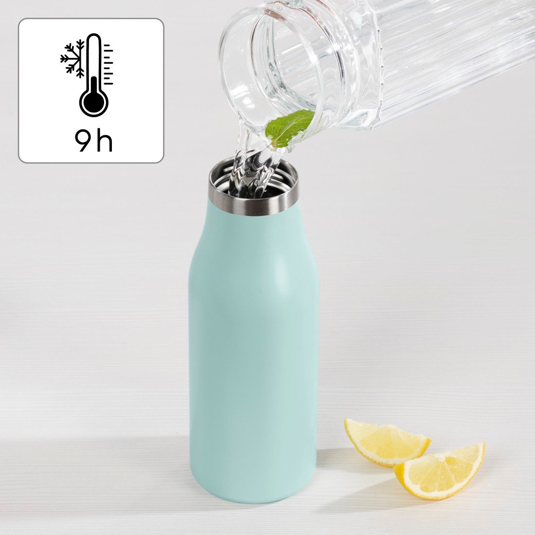 Xavax Isolierflasche Trinkflasche 500 ml (doppelwandige Isolierflasche heiß 9 h, kalt 7 h)