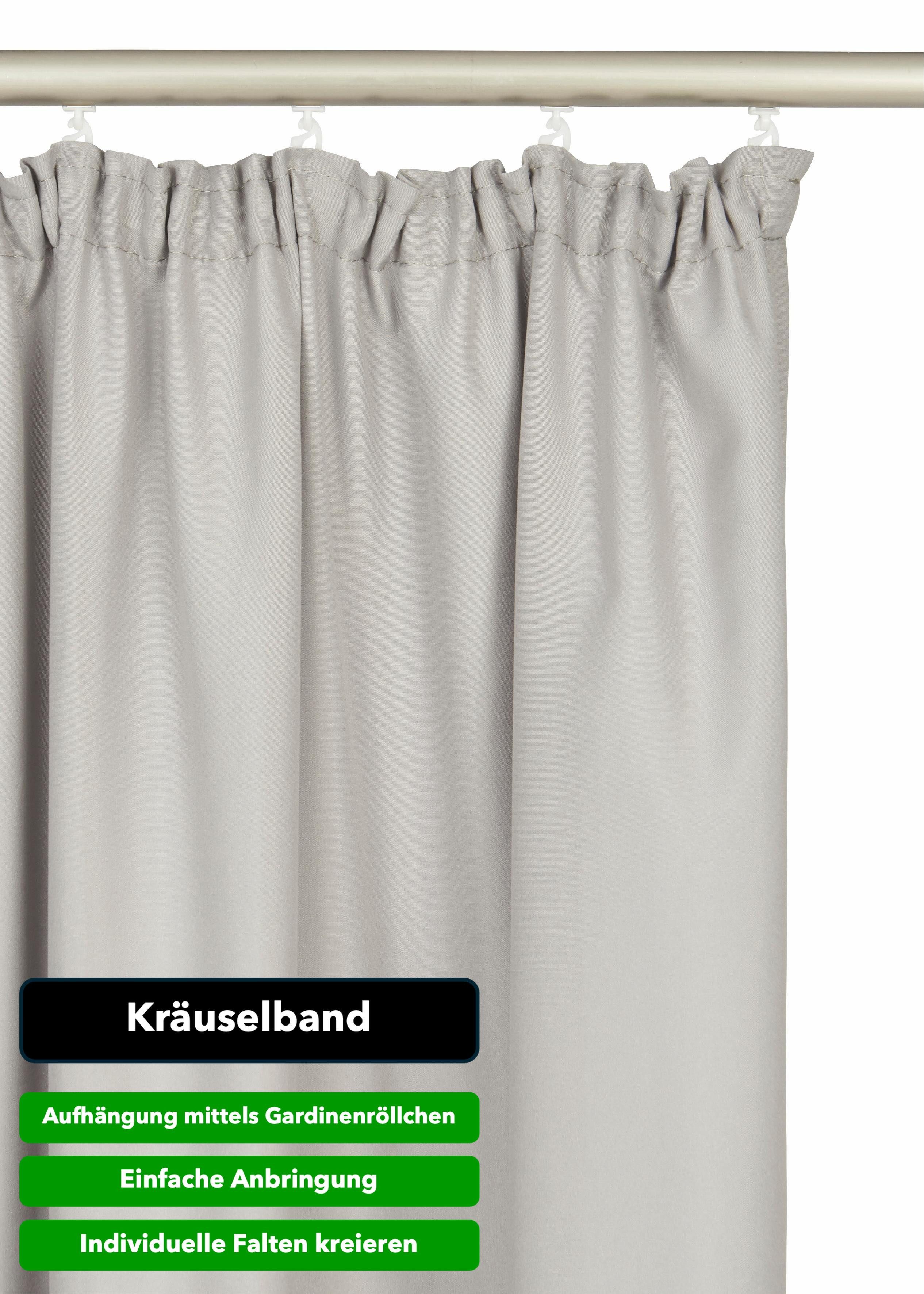 OTTO home Vorhang Parry mit Kräuselband, 2er Set, blickdicht, Topseller (2 St), Kräuselband, blickdicht, Polyester, 2-er Set, blickdicht, monochrom, basic, einf – Bild 4 von 5