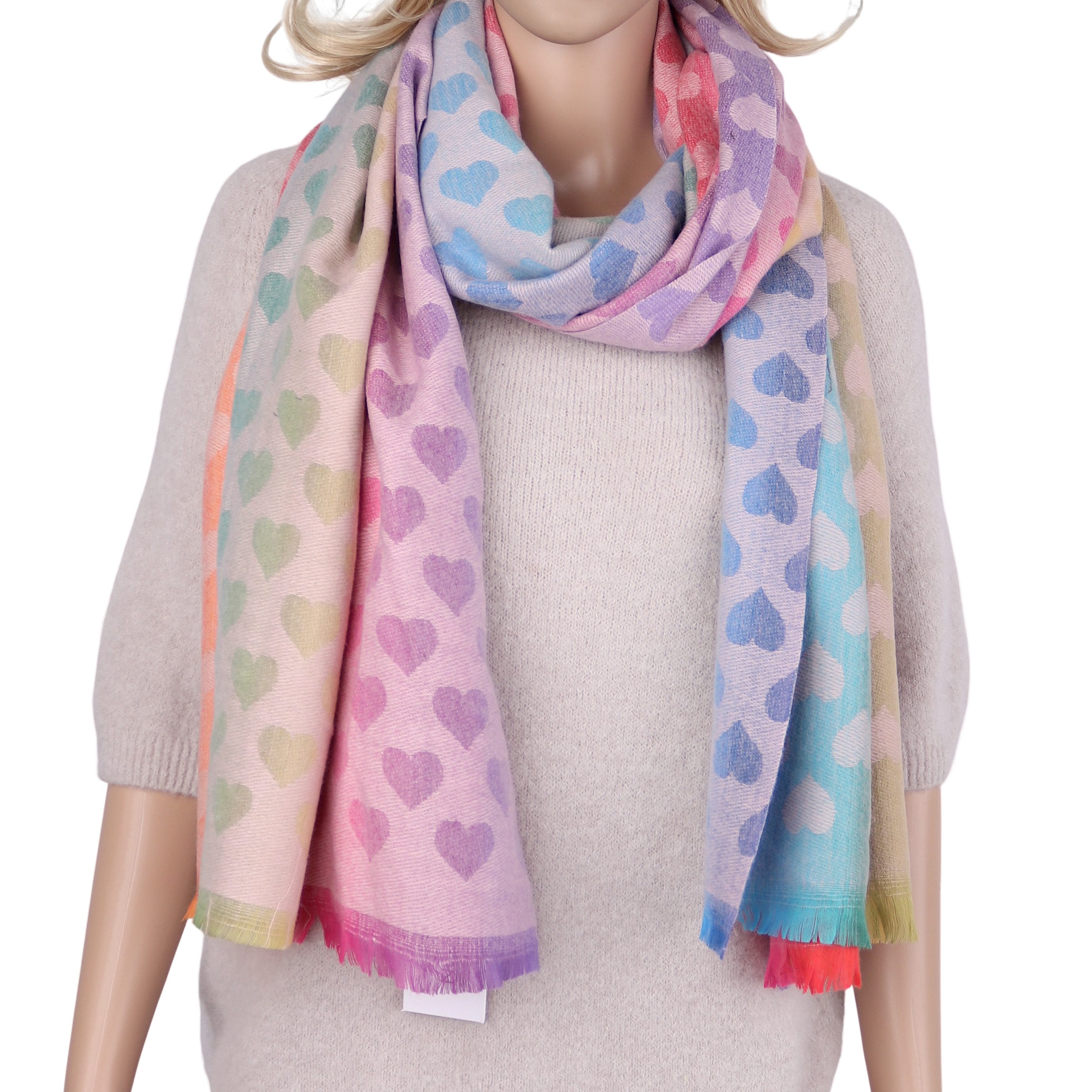 MIRROSI Modeschal weicher und warmer Schal Herzen Muster, 65x185cm, (Herzen Muster ; ca. 260 Gramm; Neue Kollektion Herbst/Winter 2025), Damen Halstuch ideal für Herbst und Winter