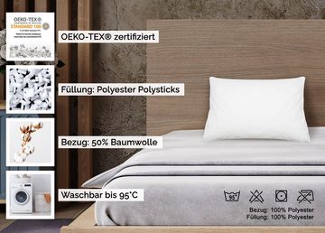 Kopfkissen, ZOLLNER, Füllung: 100% Polyester Polysticks, Seitenschläfer, 40 x 60 cm, 50% Polyester, 50% Baumwolle, vom Hotelwäschespezialisten