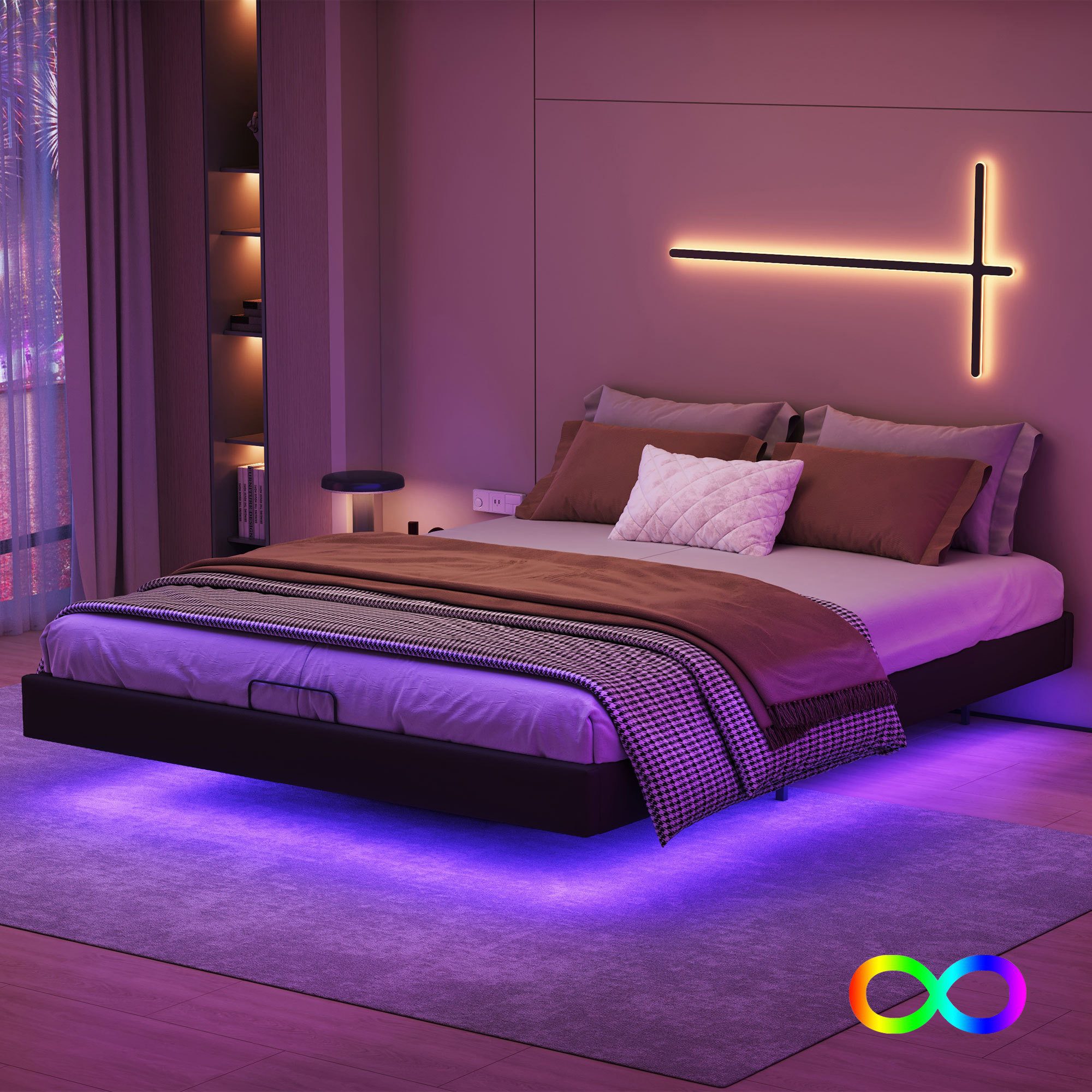 Furnishings Home Polsterbett Doppelbett Stauraumbett (Hydraulisch anhebbare günstig online kaufen