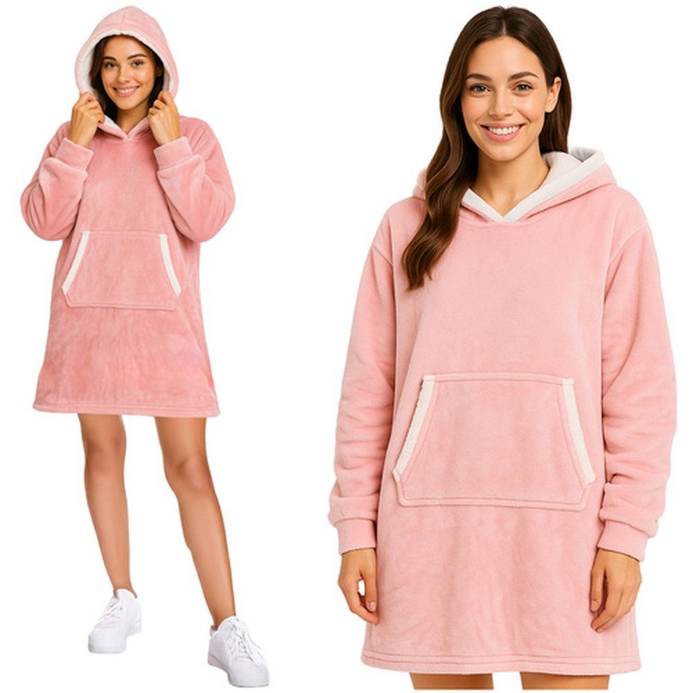 Ruhhy Longpullover Decken-Sweatshirt XXL-Hoodie (Spar-Set, oversize) Innenfutter aus Fell-/Lammfell-Imitat sorgt für wohlige Wärme