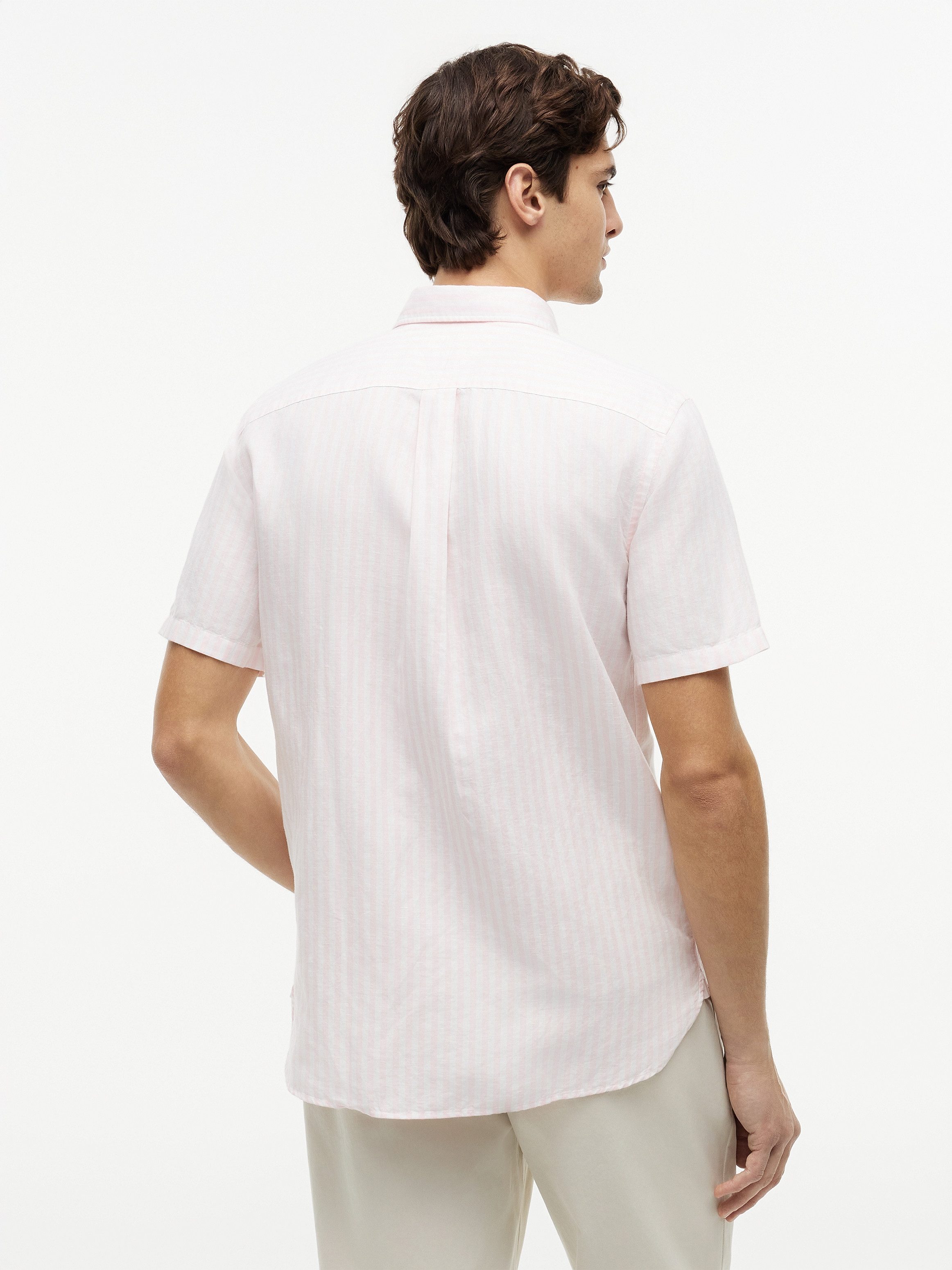 Tommy Hilfiger Kurzarmhemd LINEN BLEND BENGAL STP SS RF SHT Regular Fit aus Leinenmix mit Bengalstreifen
