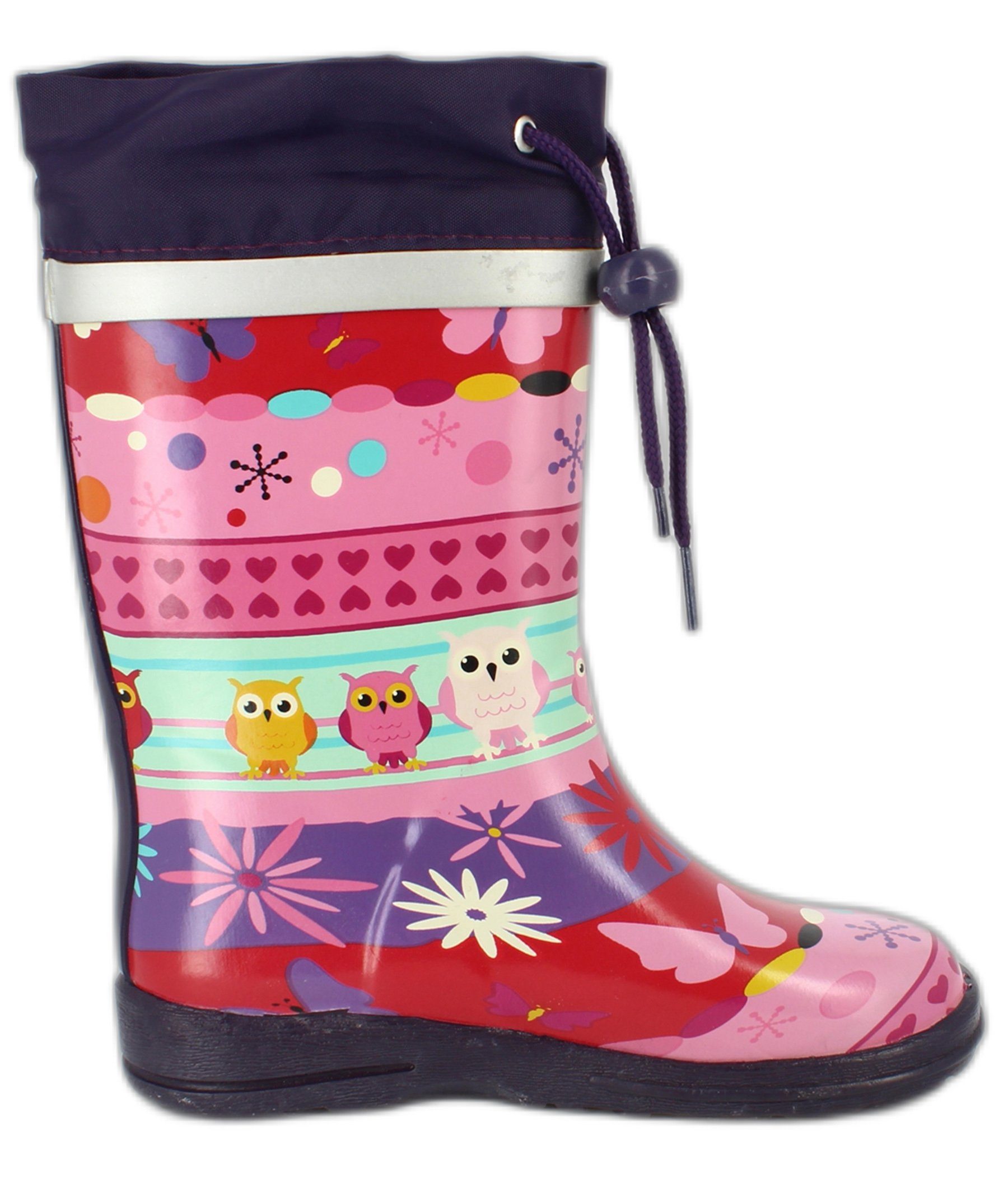 Beck Gummistiefel Eule Gummistiefel (super süße, schmale Stiefel, für trockene Füße bei Regenwetter) herausnehmbare Innensohle, weicher flexibler Naturkautschuk