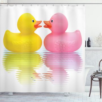 Abakuhaus Duschvorhang Moderner Digitaldruck mit 12 Haken auf Stoff Wasser Resistent Breite 175 cm, Höhe 180 cm, Badeente Ente Paare in der Liebe