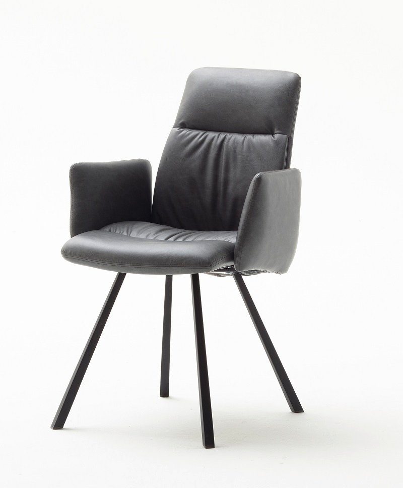 MCA furniture Esszimmerstuhl grau (2er-Set) Armlehnen, Stuhl Oxford Set 2er mit 4-Fuß