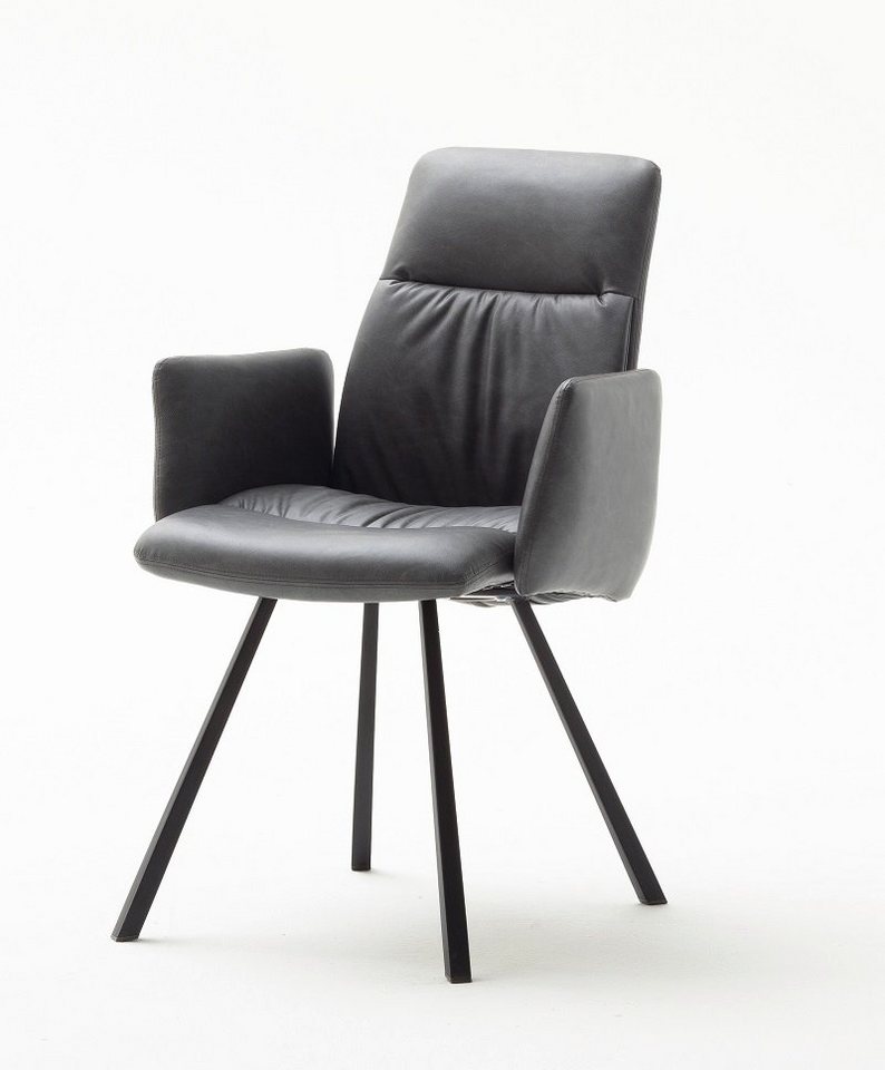 MCA furniture Esszimmerstuhl 2er Set 4-Fuß Stuhl Oxford mit Armlehnen, grau  (2er-Set)