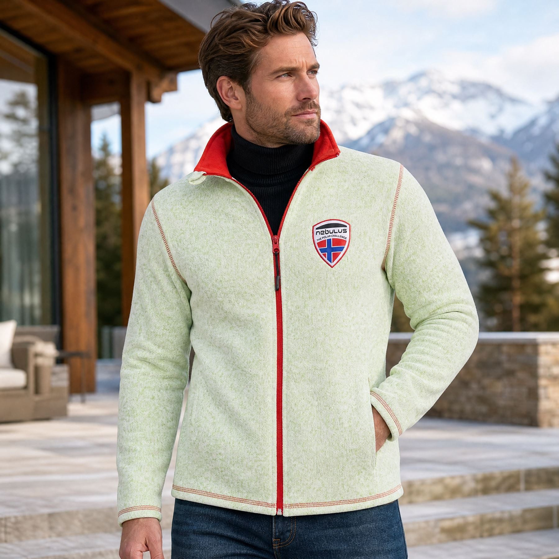 Nebulus Fleecejacke LANAI, P5158 - Herren, lime-rot, S