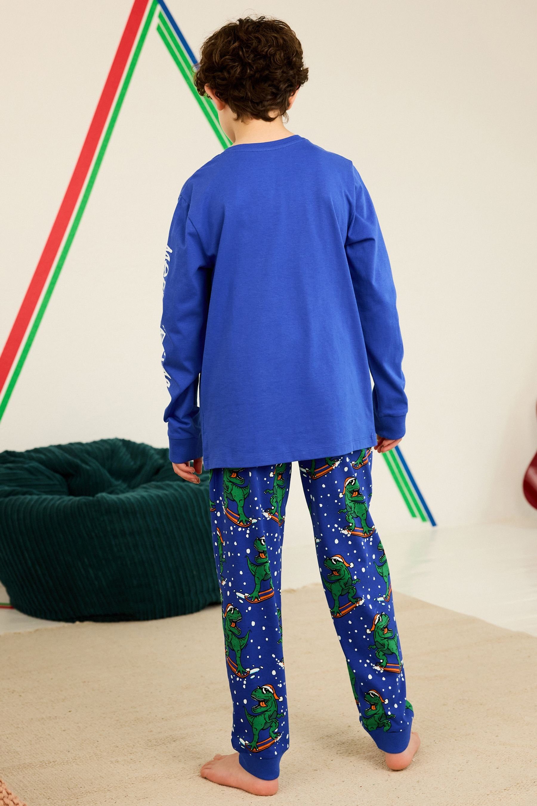 Weihnachtlicher Pyjama tlg) Pyjama Blue Dinosaur (2 Next Navy