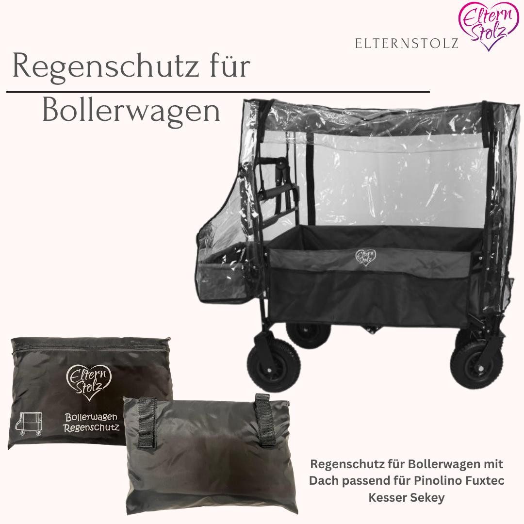 Elternstolz Kinderwagen-Regenschutzhülle Regenschutz für Bollerwagen mit Dach Regenverdeck aus PEVA Phtalatfrei, Regenschutz für Bollerwagen mit Dach, Bollerwagen raincover