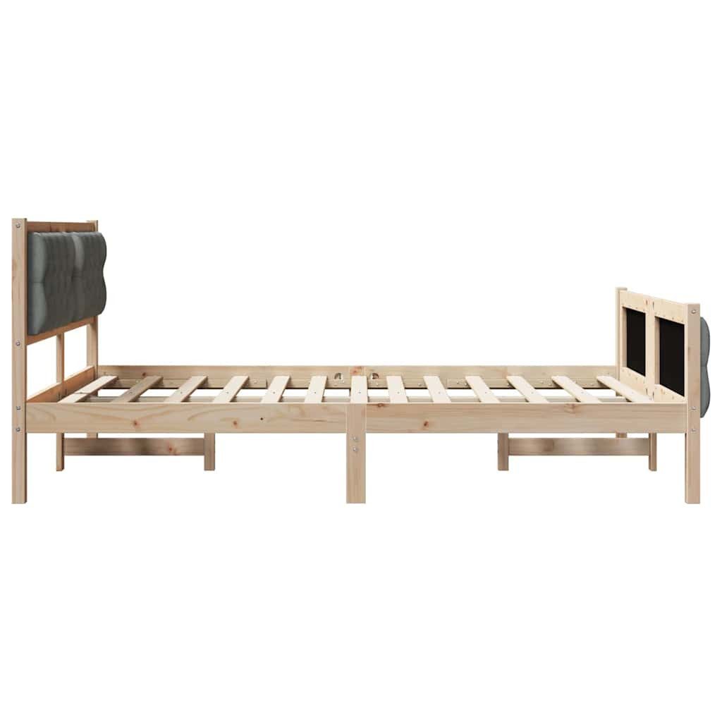 vidaXL Bed Frame Dark Grey 140 x 190 cm Solid Pine Wood (1-piece)