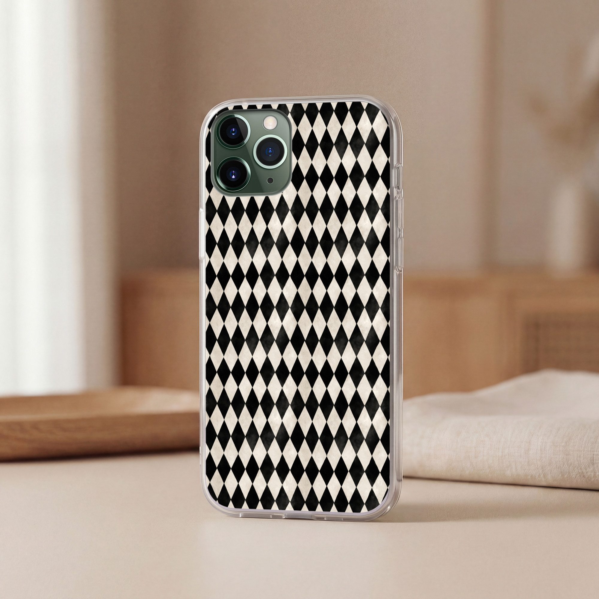 MuchoWow Handyhülle für Apple iPhone 11 Pro Klassisch - Muster - Schwarz, Smartphone-Bumper, Print, Handy Schutzhülle Dünn