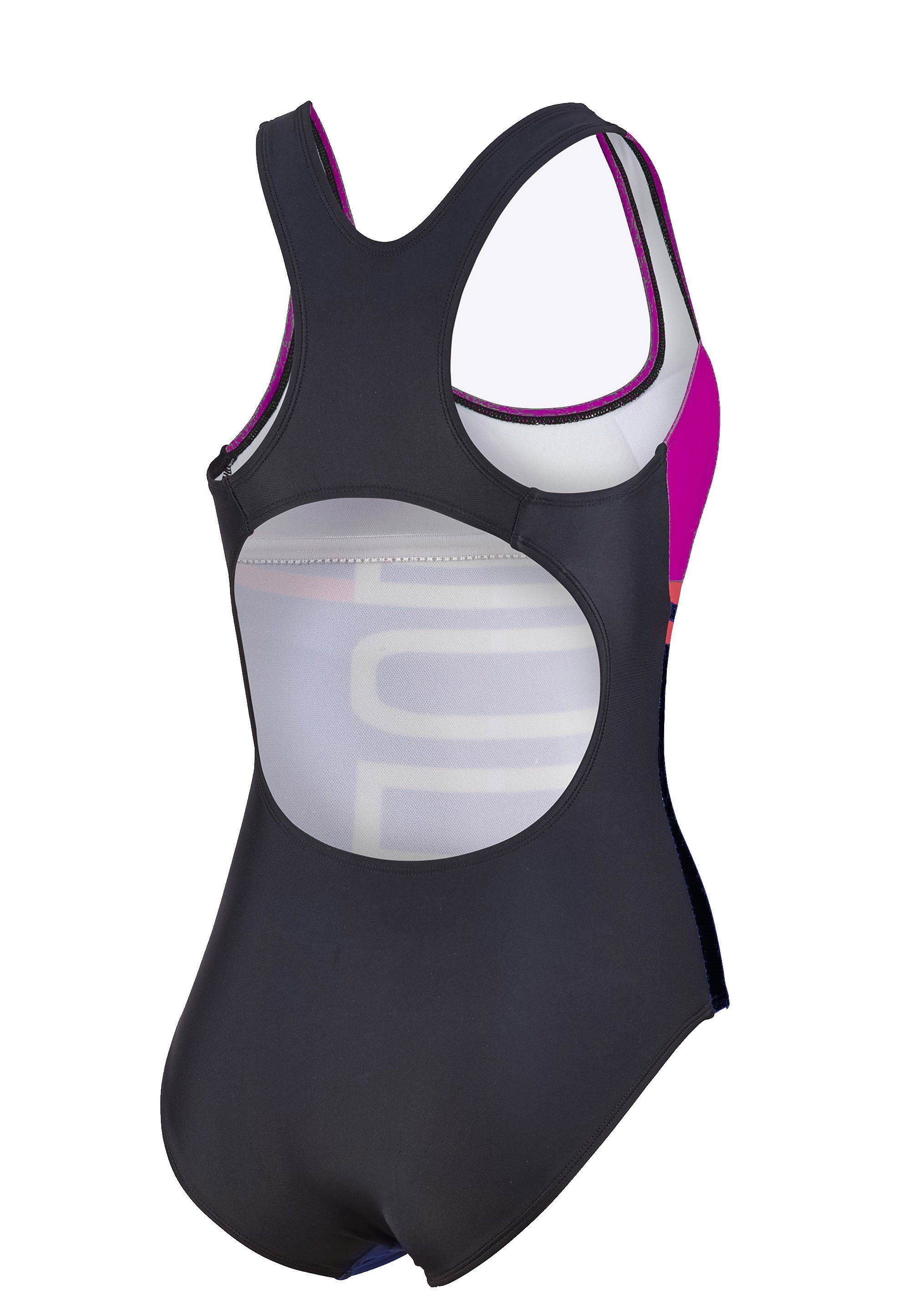 Badeanzug Beermann mit coolem schwarz (1-St) Beco Maxpower Swimsuit Logo-Print pink,