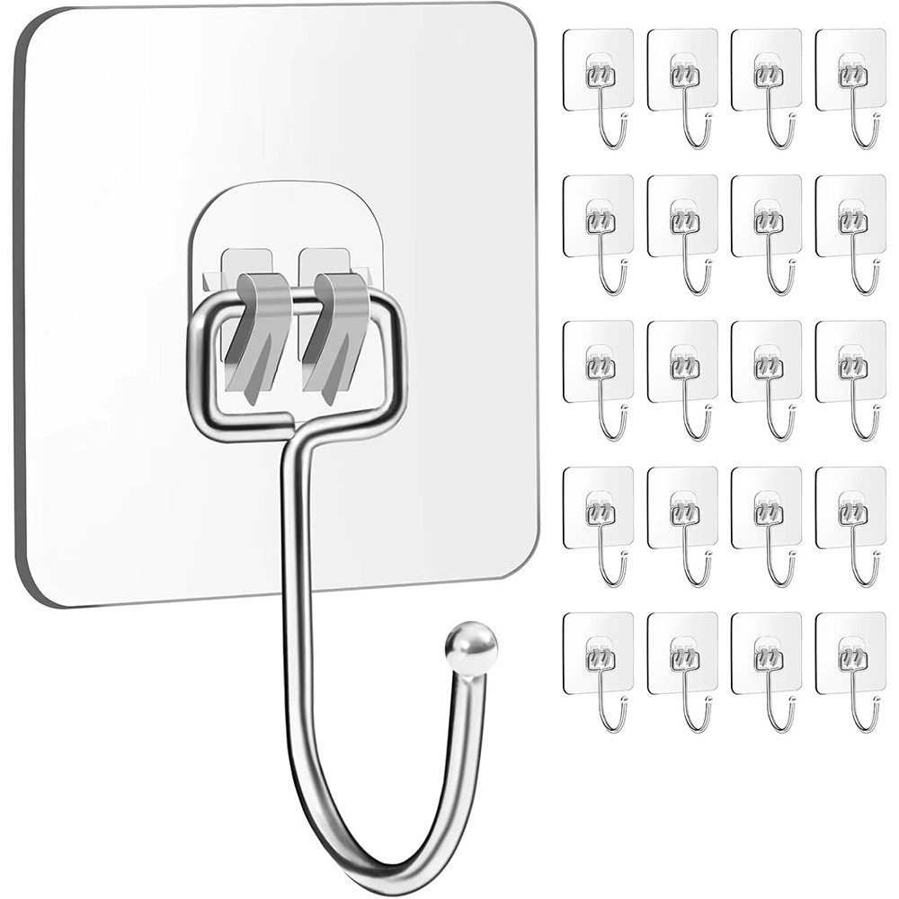 TUWENA Klebehaken 20 große selbstklebende Wandhaken, wasserfest und stark haftend