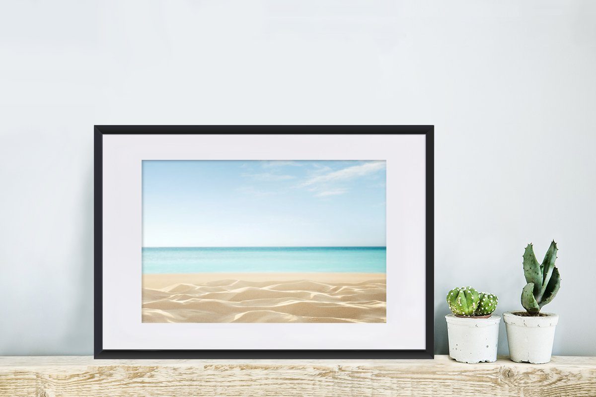 MuchoWow Poster Meer - Rahmen, (1 St), - Sand, Gerahmtes mit Kunstdruck, Schwarzem Bilderrahmen Poster, Strand