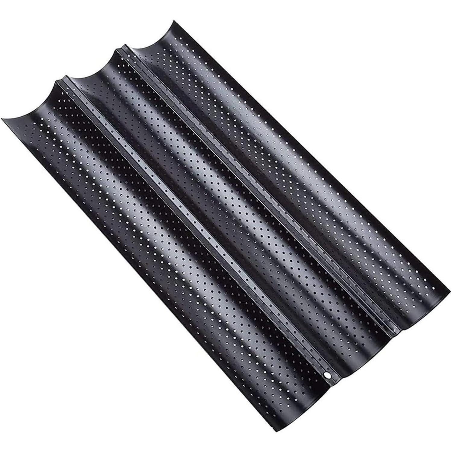 LuxusKollektion Baguetteblech Baguette Backform Antihaft Backblech 3 Mulden Schwarz-3 Mulden