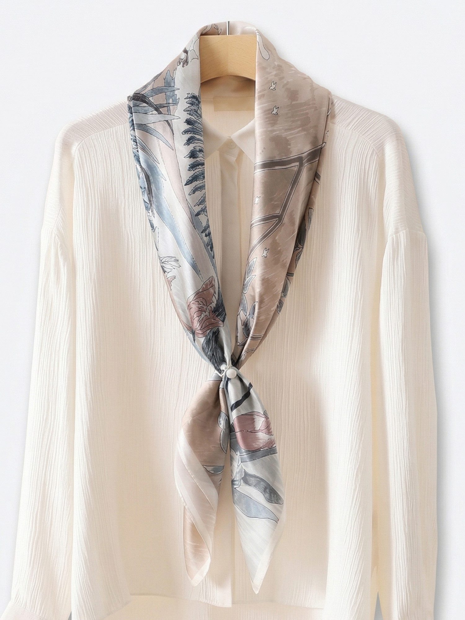 Vivi Idee Seidenschal 100% Maulbeerseide Seidenschal Pastelllandschaft, Quadratisches 88x88 cm, bedrucktes Seidenschal