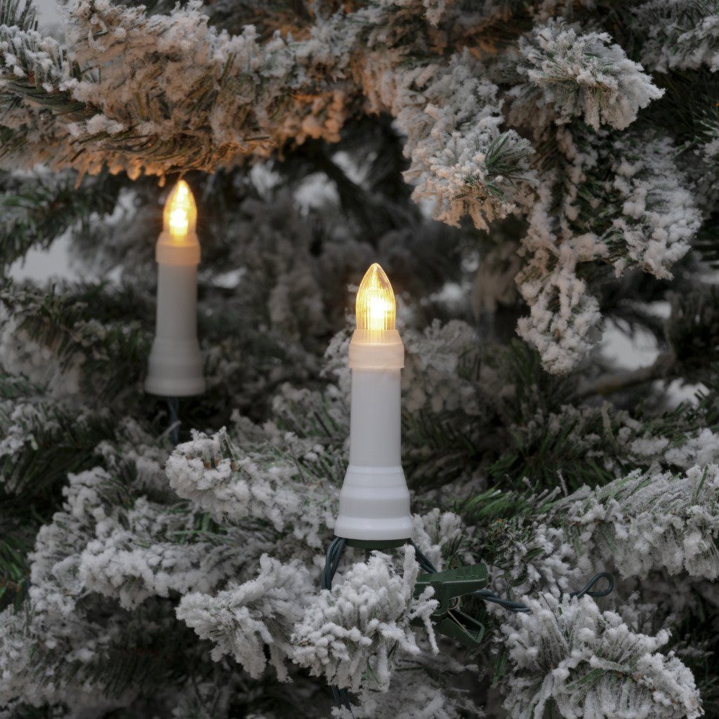 KONSTSMIDE LED-Christbaumkerzen Weihnachtsdeko aussen, Christbaumschmuck, Topbirnen, One String, 25 funkelnde bernsteinfarbene Dioden