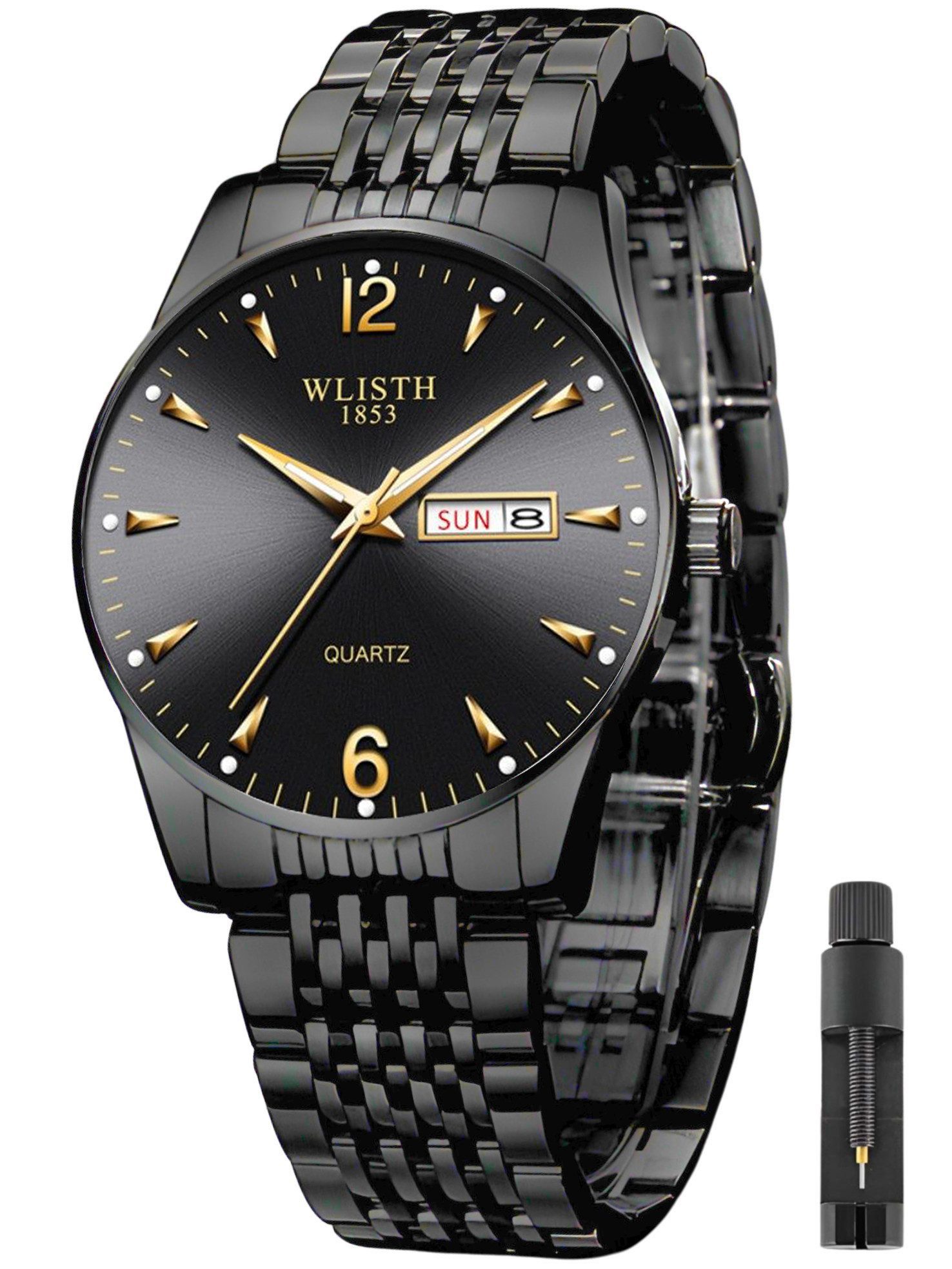 Quarzuhr Quarzuhr Armbanduhr Edelstahl Herren Uhr, Multifunktionsuhr Herrenuhr