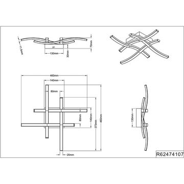 Reality Leuchten Deckenleuchte Deckenleuchte ROUTE Lampe LED Wellen Form ca. 4x5 W ca. 46x46 cm