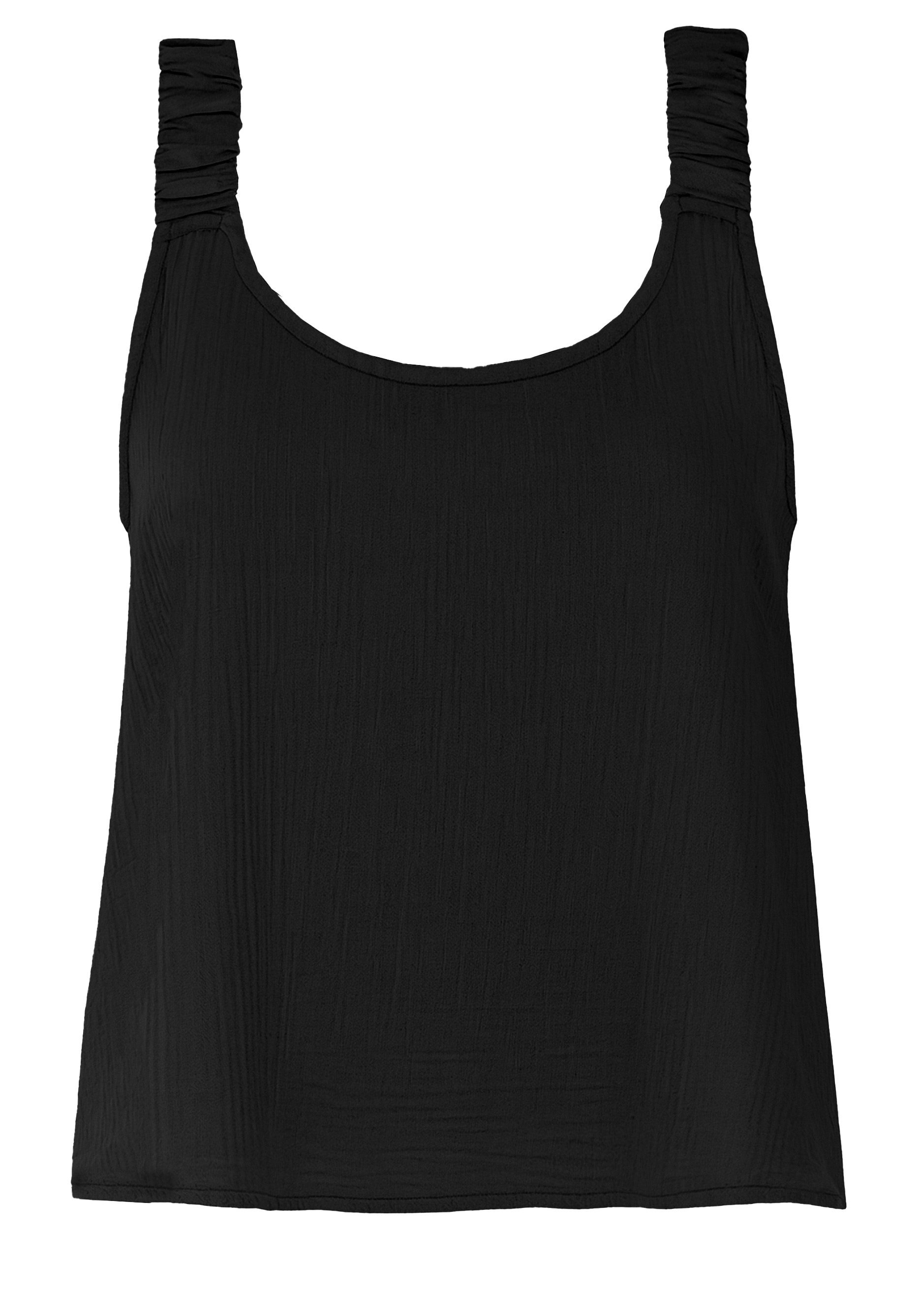 SASSYCLASSY T-Shirt Musselin Top mit gerafften Trägern für Damen Luftiges B günstig online kaufen