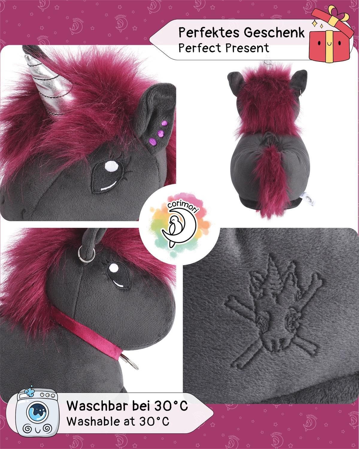 Corimori Tier Pantoffeln für Kinder Einheitsgröße 25-33,5 Plüsch Hausschuhe (Packung, Geschenk) EU Einheitsgröße 25-33,5 Ruby das Einhorn für Kinder, Jungen, Mä – Bild 5 von 5