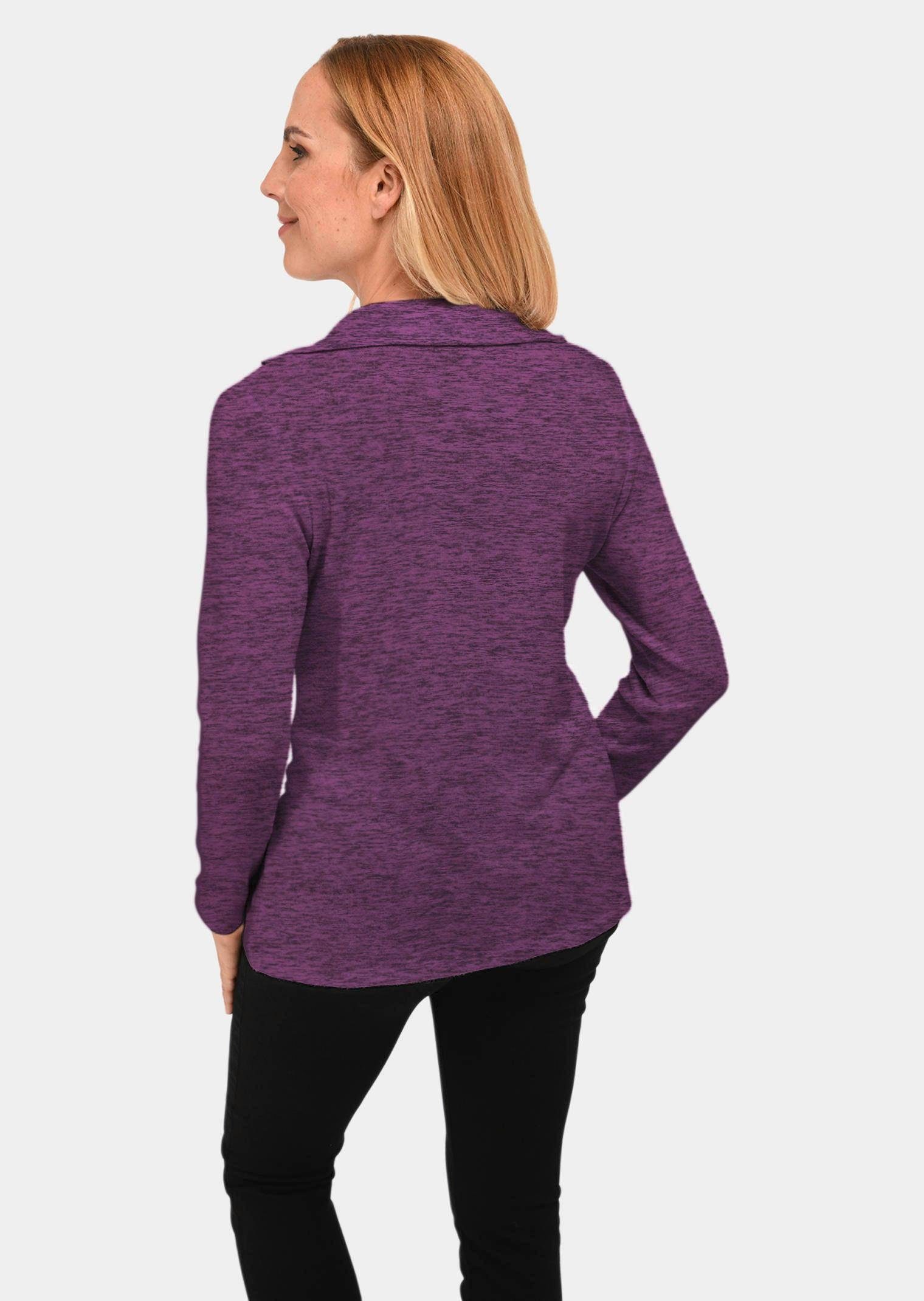GOLDNER Langarmshirt Kurzgröße: Flauschiges Troyer- Shirt